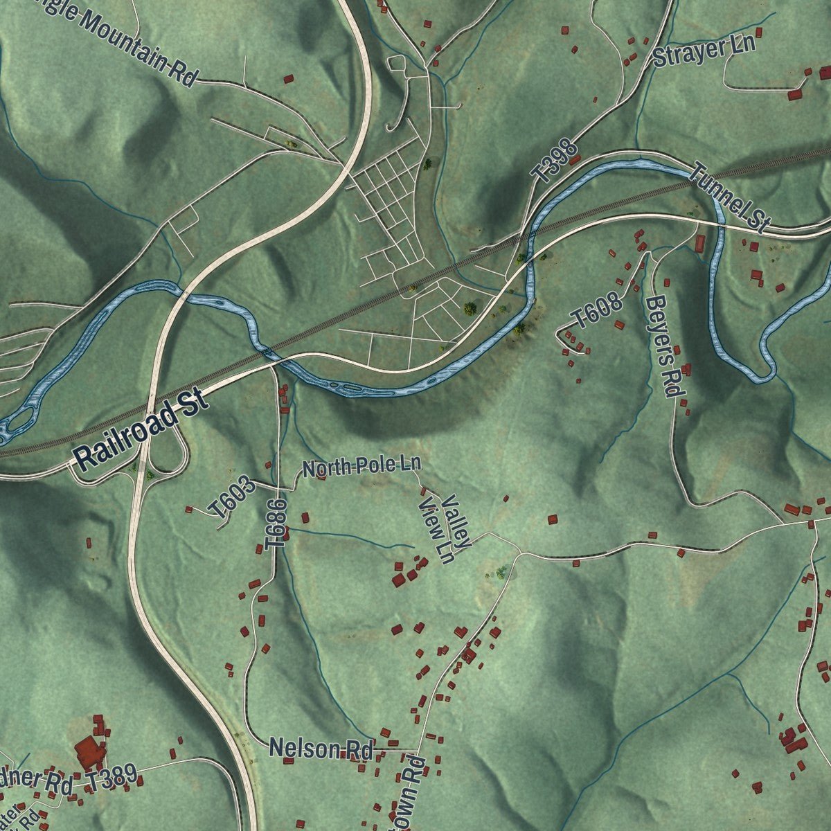 Close-up of the map of Croyle, Pennsylvania print showing street and building detail