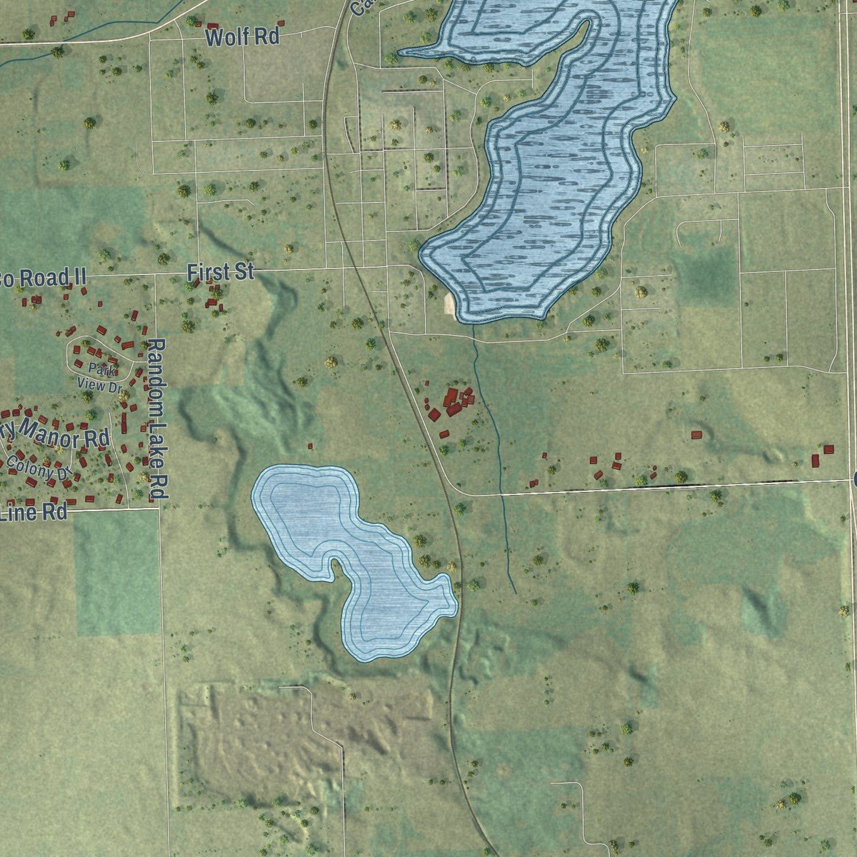 Close-up of the map of Sherman, Sheboygan County, Wisconsin print showing street and building detail