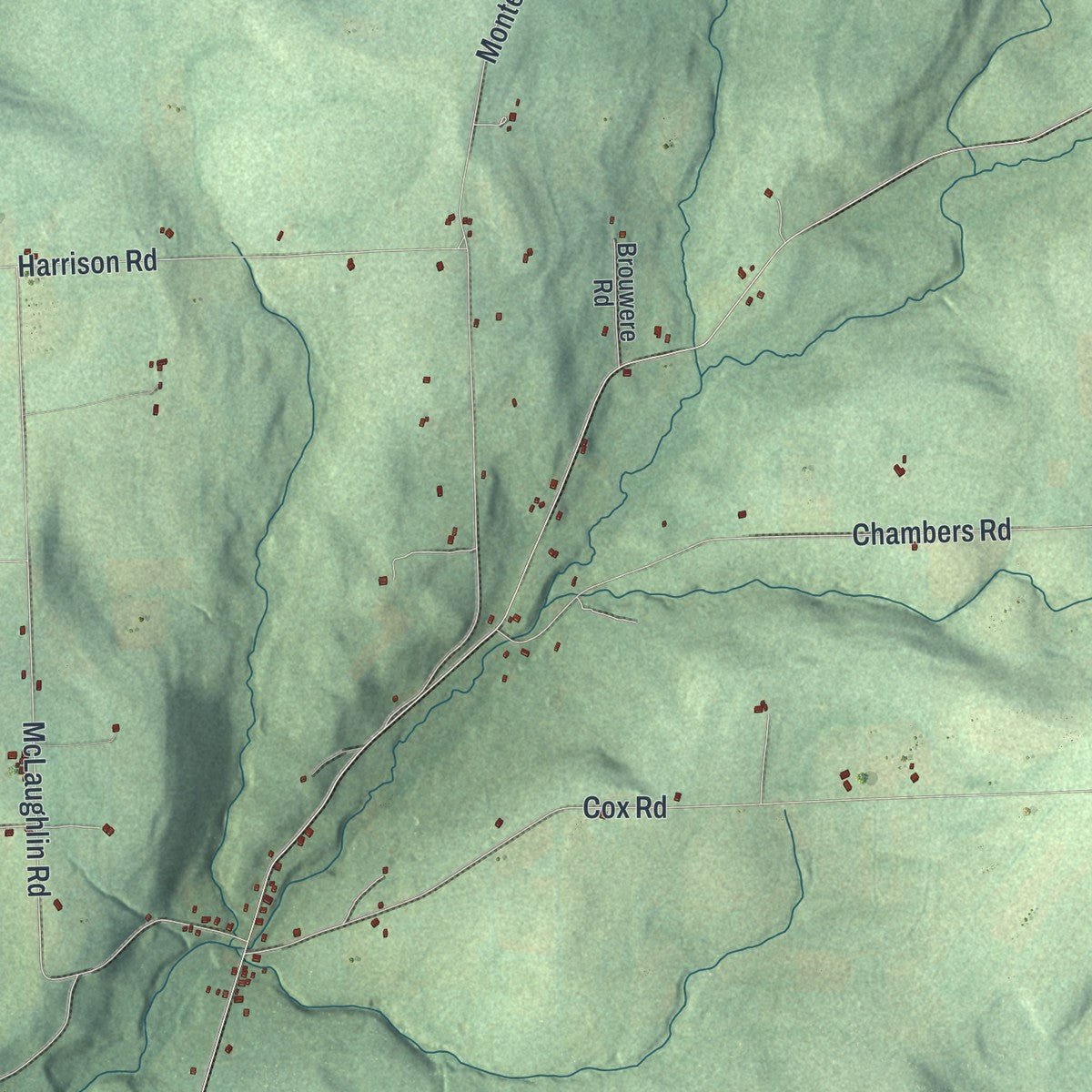 Close-up of the map of Hornby, New York print showing street and building detail