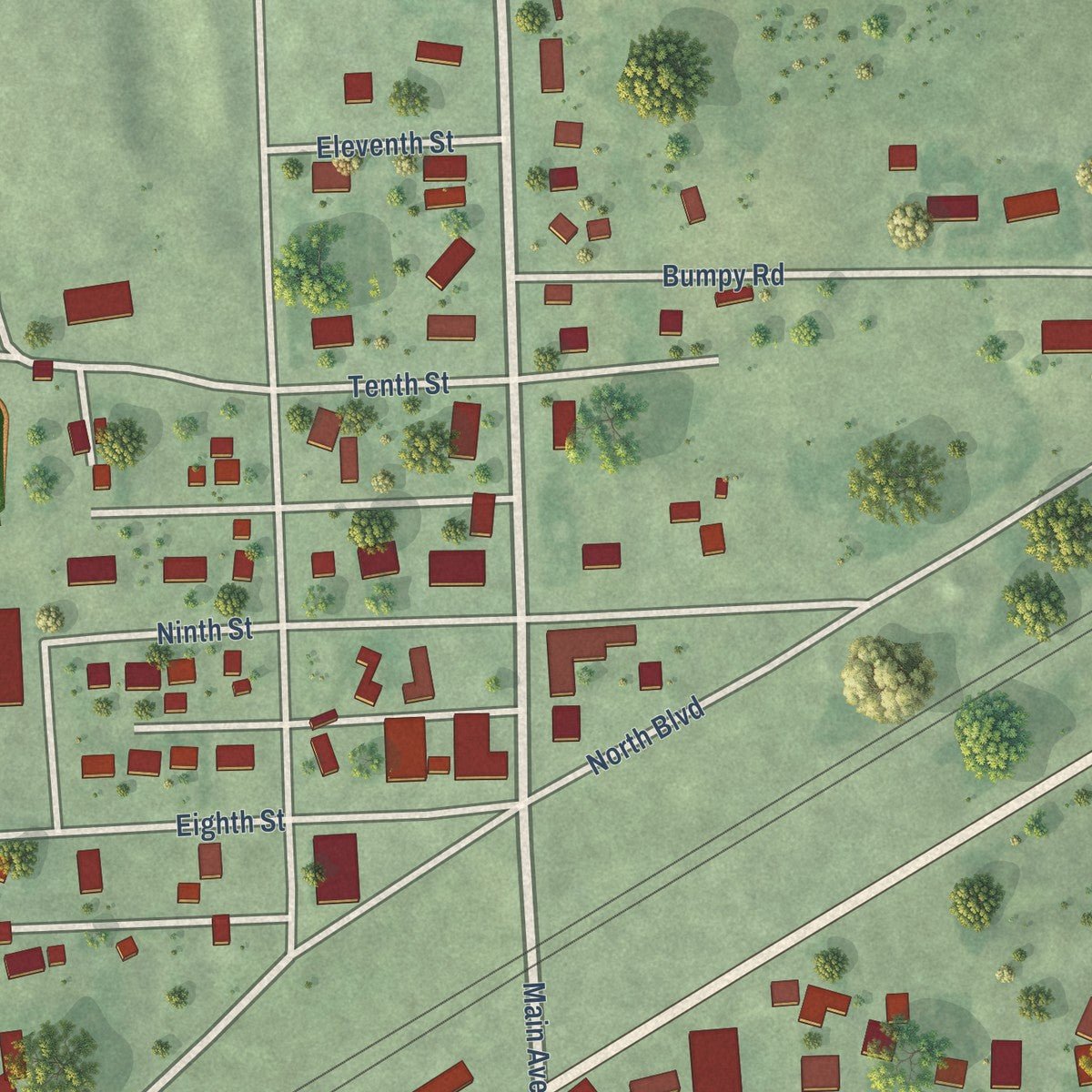 Close-up of the map of Duncan, Nebraska print showing street and building detail