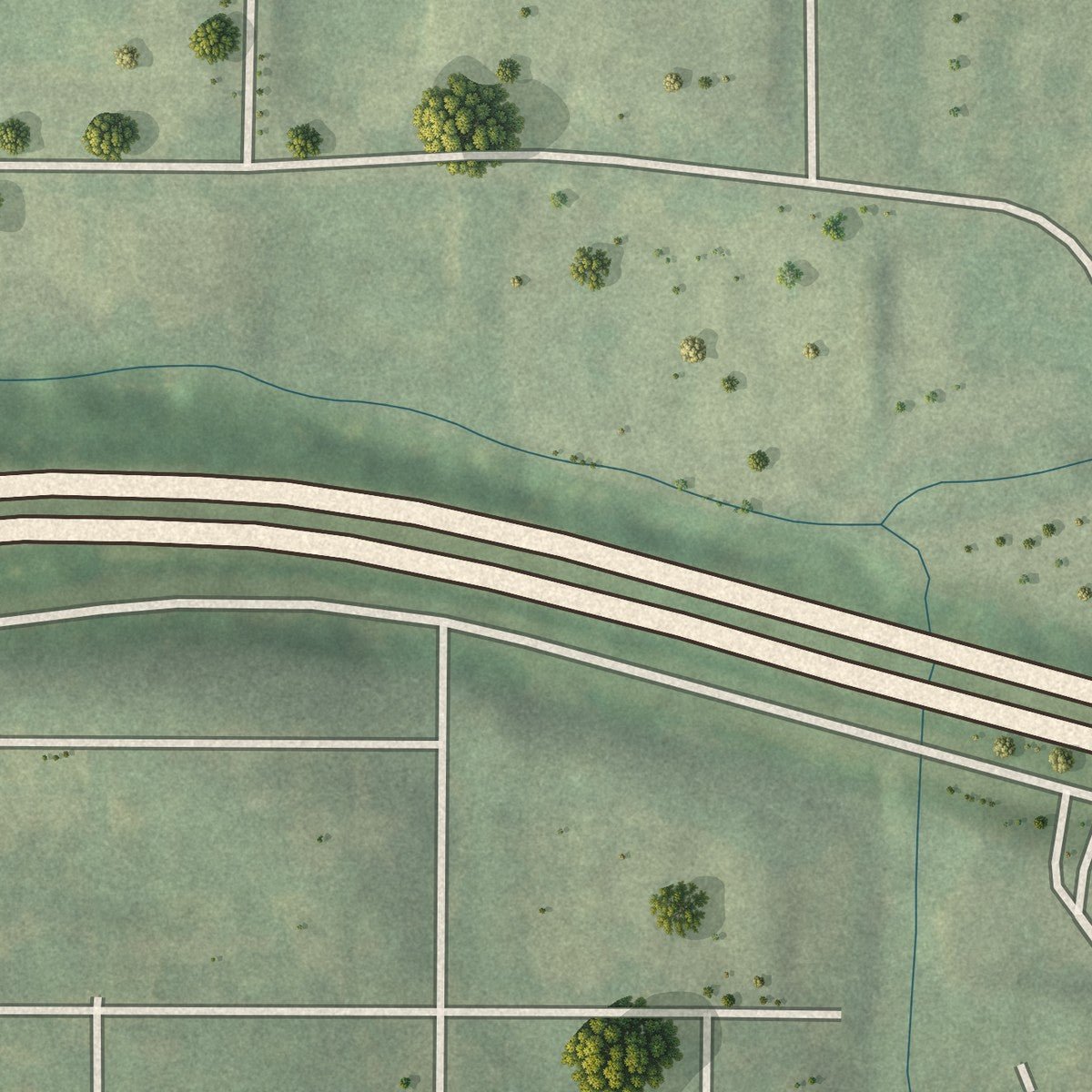 Close-up of the map of Pomona Park, Georgia print showing street and building detail
