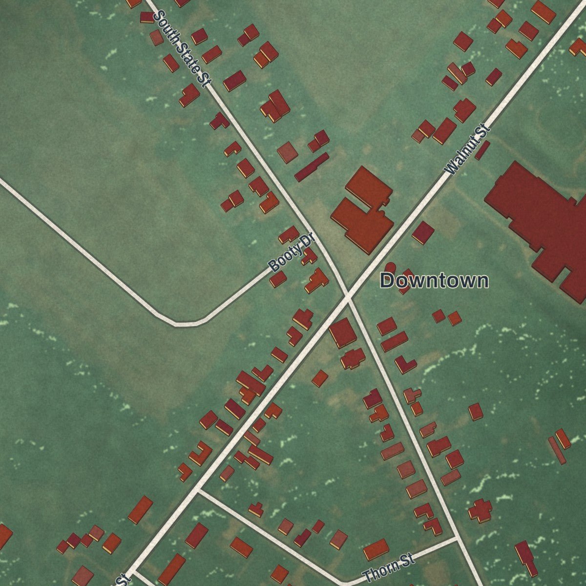 Close-up of the map of Magnolia, Delaware print showing street and building detail