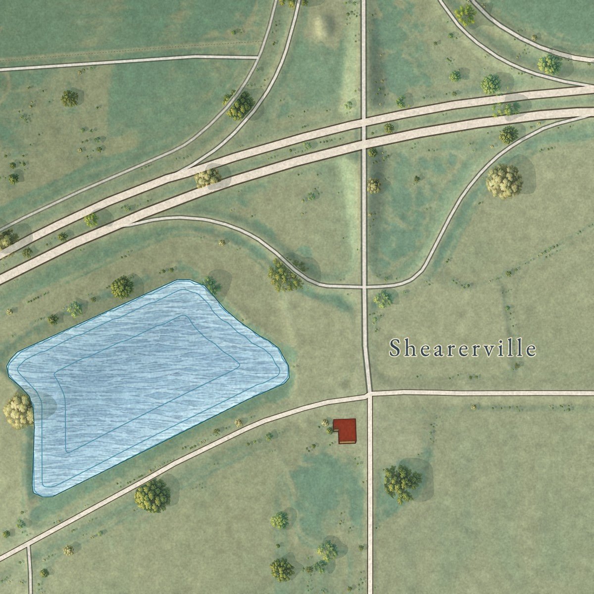 Close-up of the map of Jennette, Arkansas print showing street and building detail