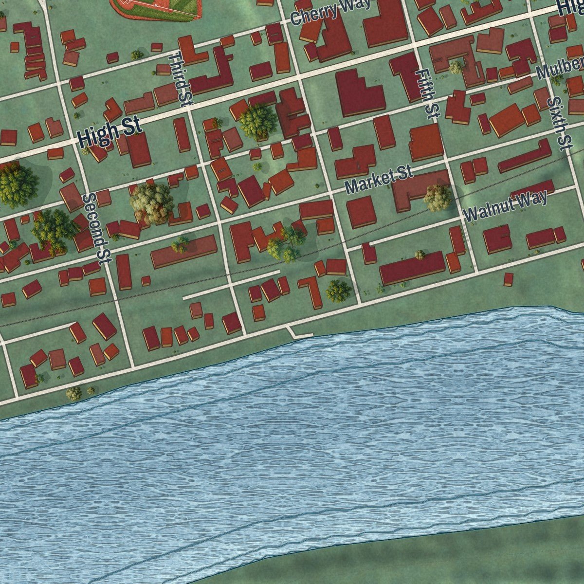 Close-up of the map of Freeport, Armstrong County, Pennsylvania print showing street and building detail