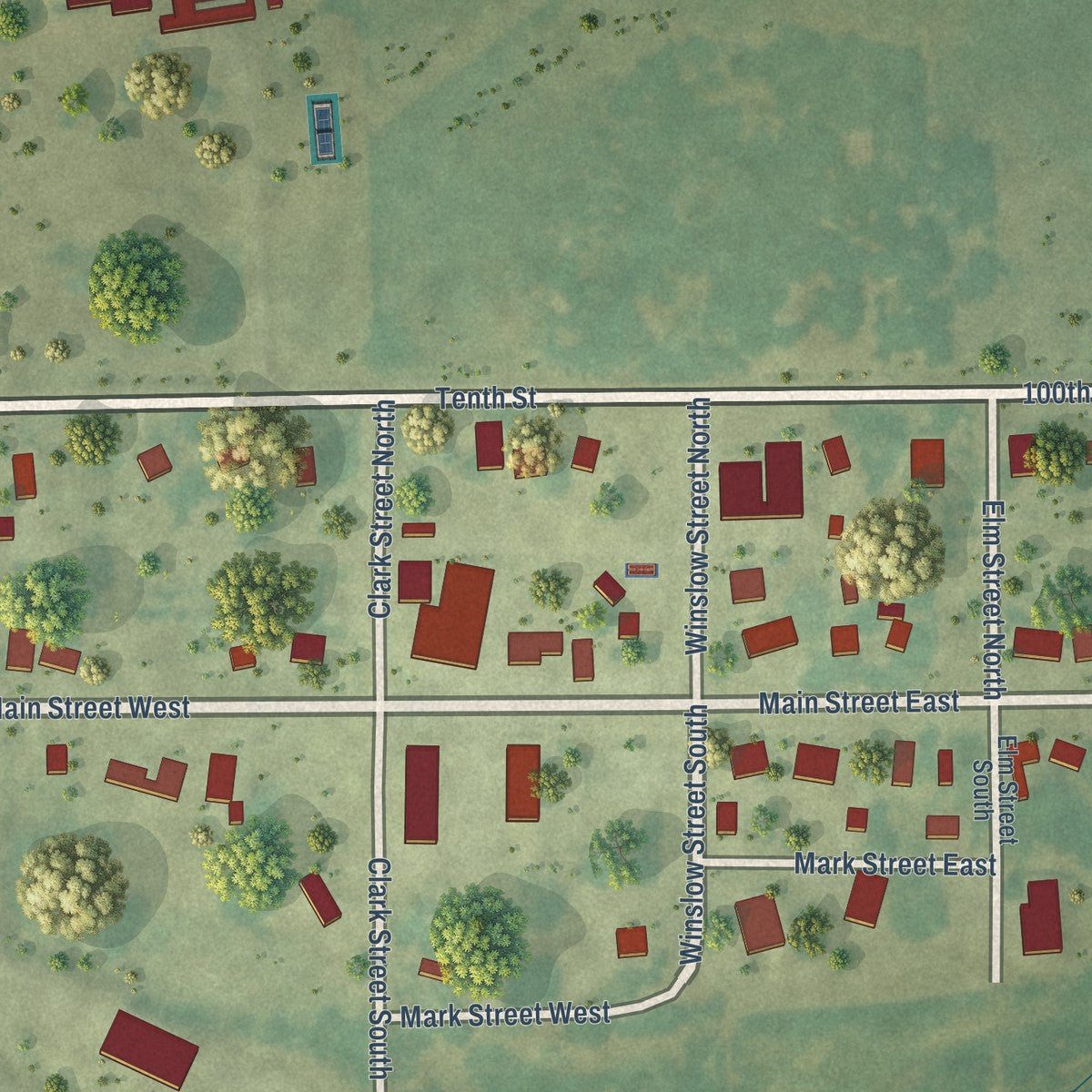 Close-up of the map of Stanley, Iowa print showing street and building detail