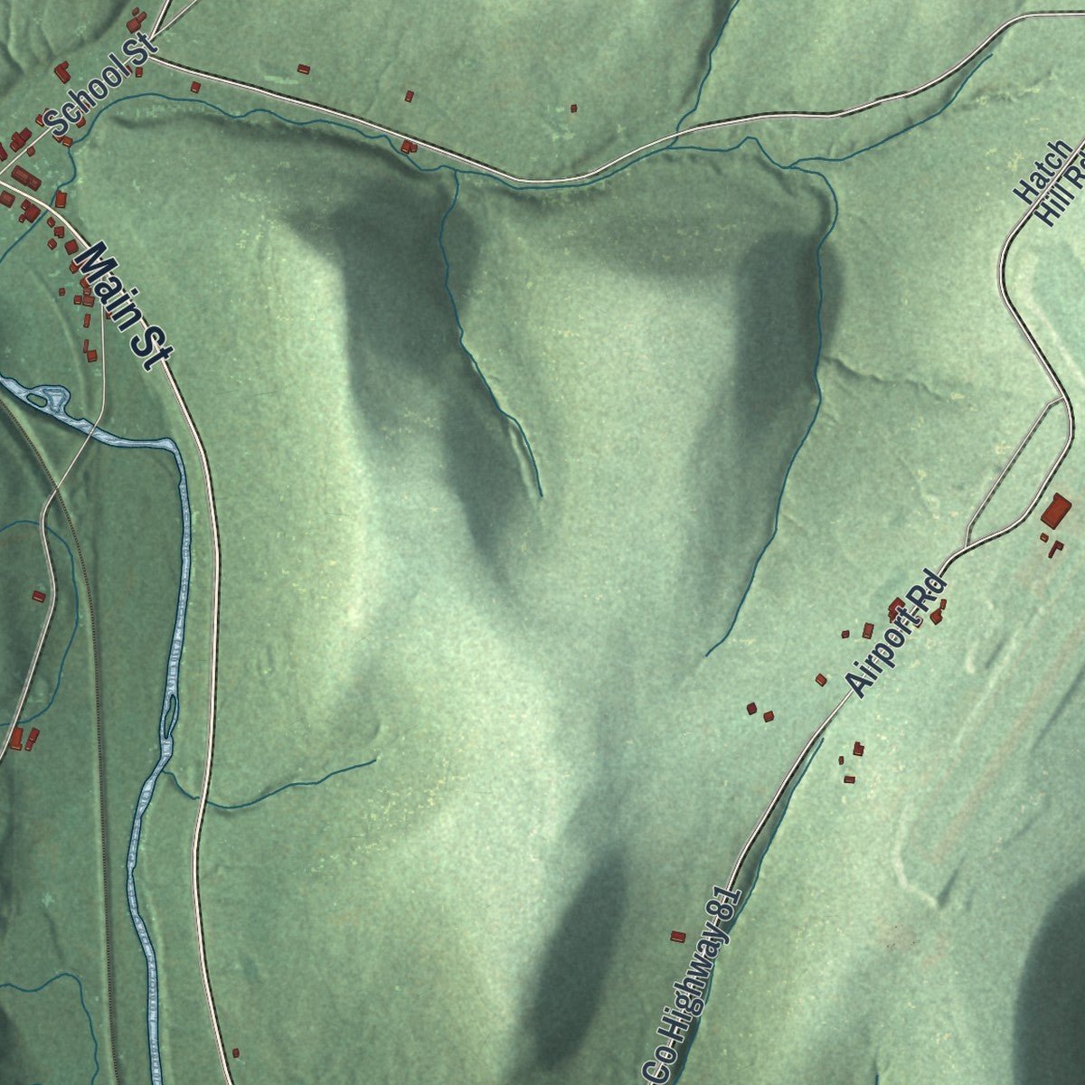 Close-up of the map of Ischua, New York print showing street and building detail
