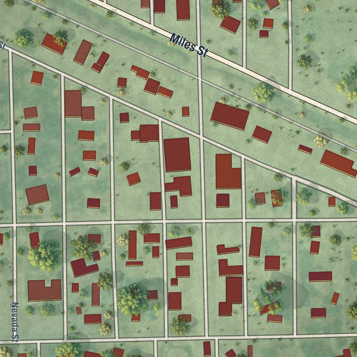 Close-up of the map of Clearwater, Nebraska print showing street and building detail