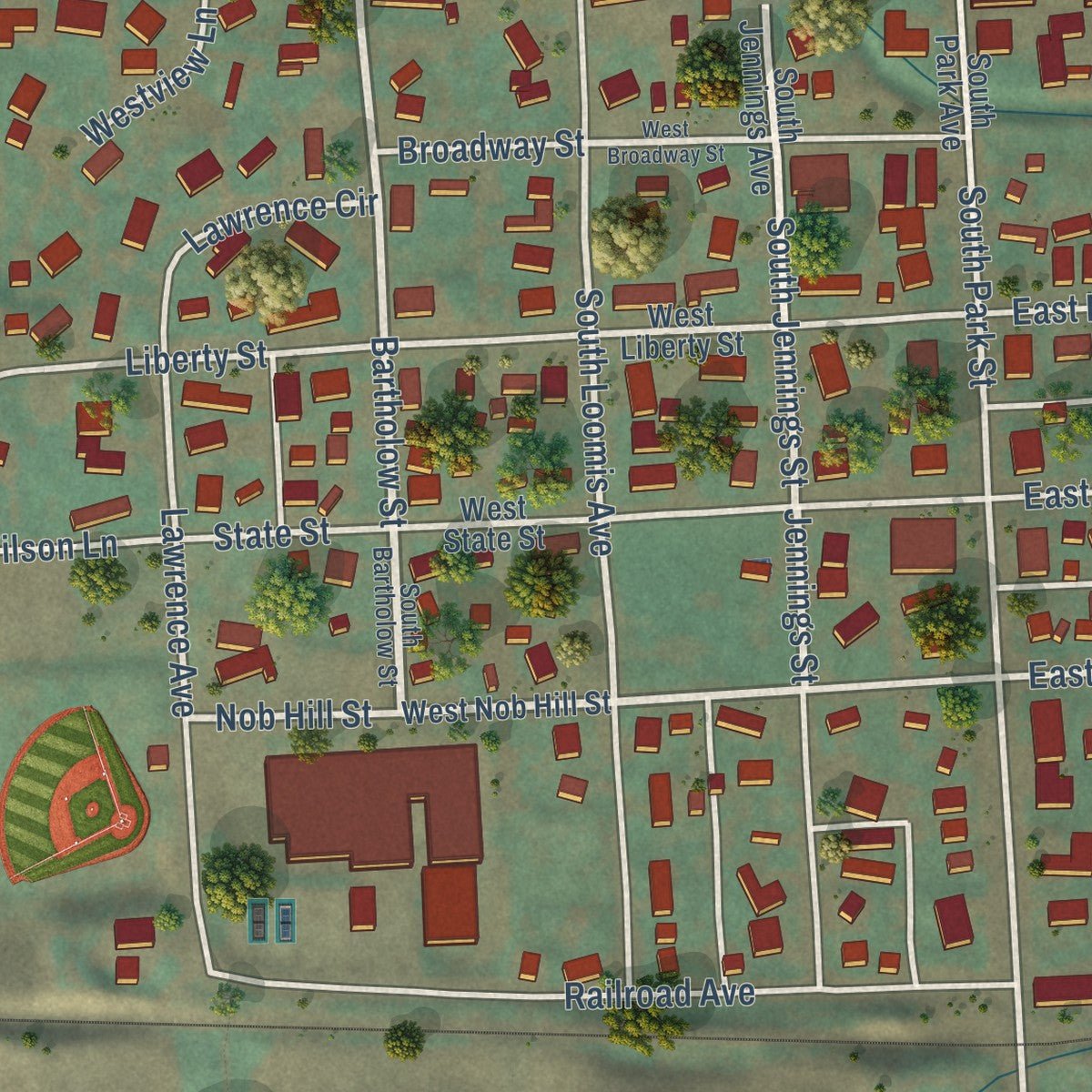 Close-up of the map of St. John, Washington print showing street and building detail