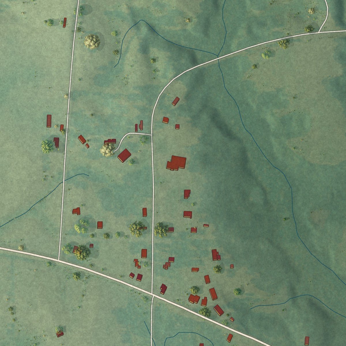 Close-up of the map of Sylvarena, Mississippi print showing street and building detail