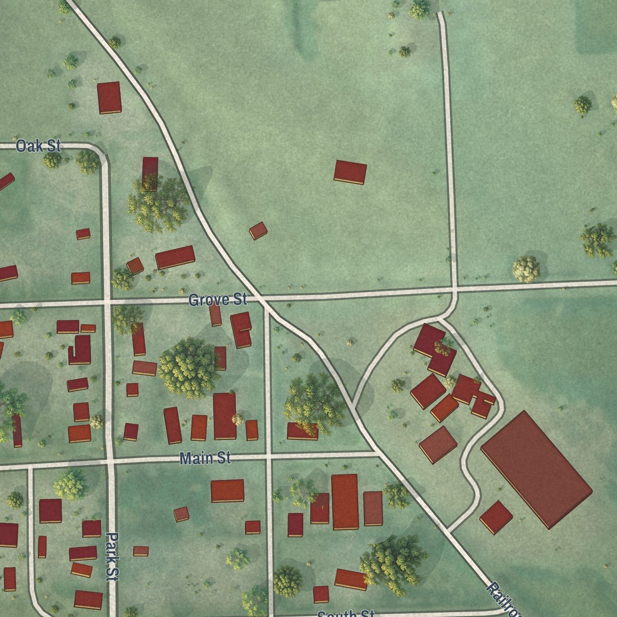 Close-up of the map of Magnet, Nebraska print showing street and building detail