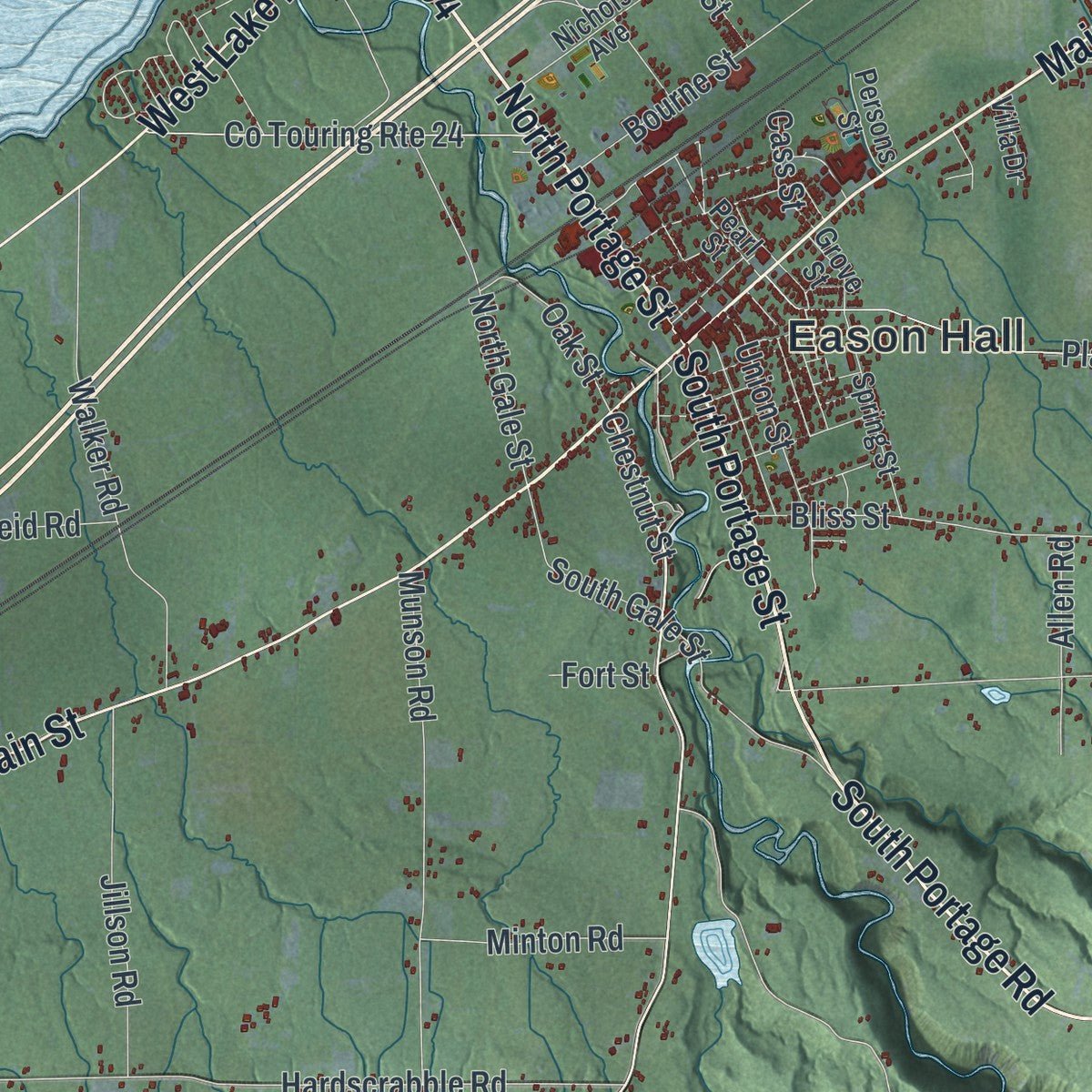 Close-up of the map of the Town of Westfield, New York print showing street and building detail
