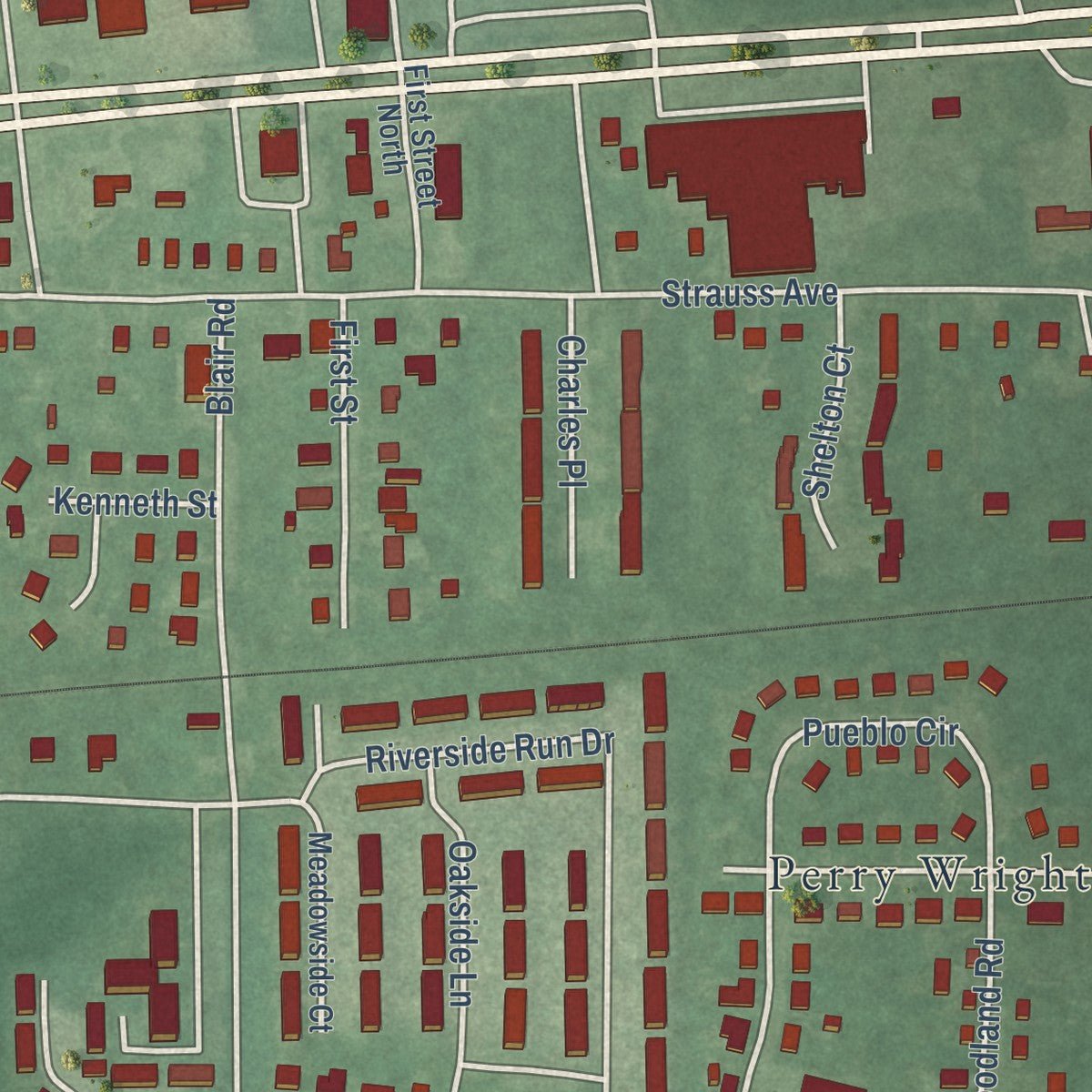 Close-up of the map of Indian Head, Maryland print showing street and building detail