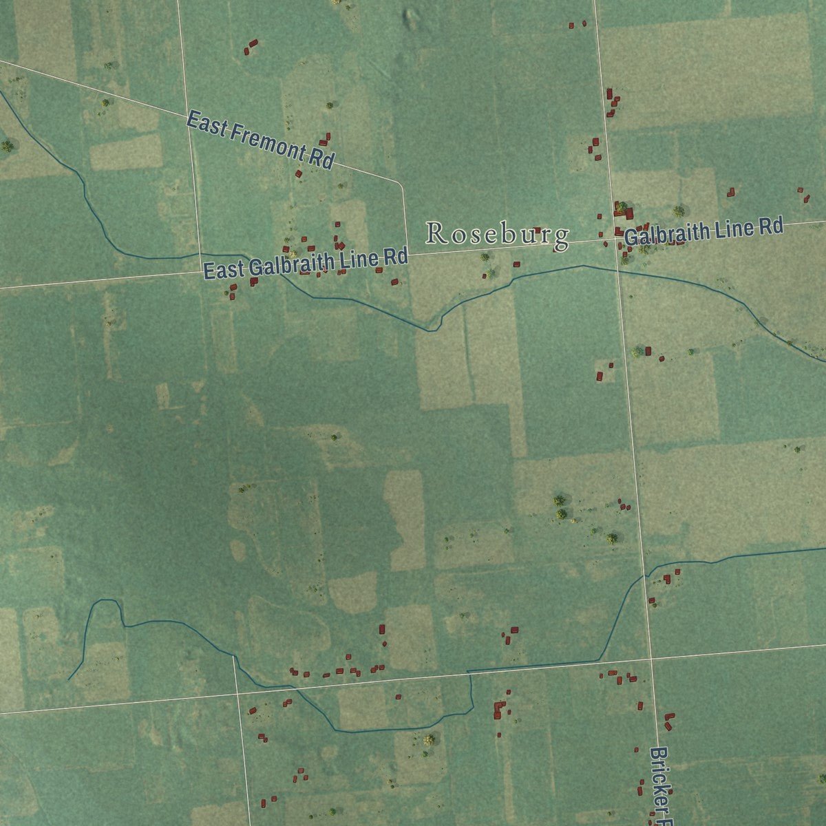 Close-up of the map of Fremont, Sanilac County, Michigan print showing street and building detail