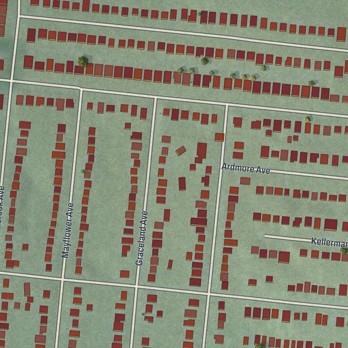 Close-up of the map of Golf Manor, Ohio print showing street and building detail