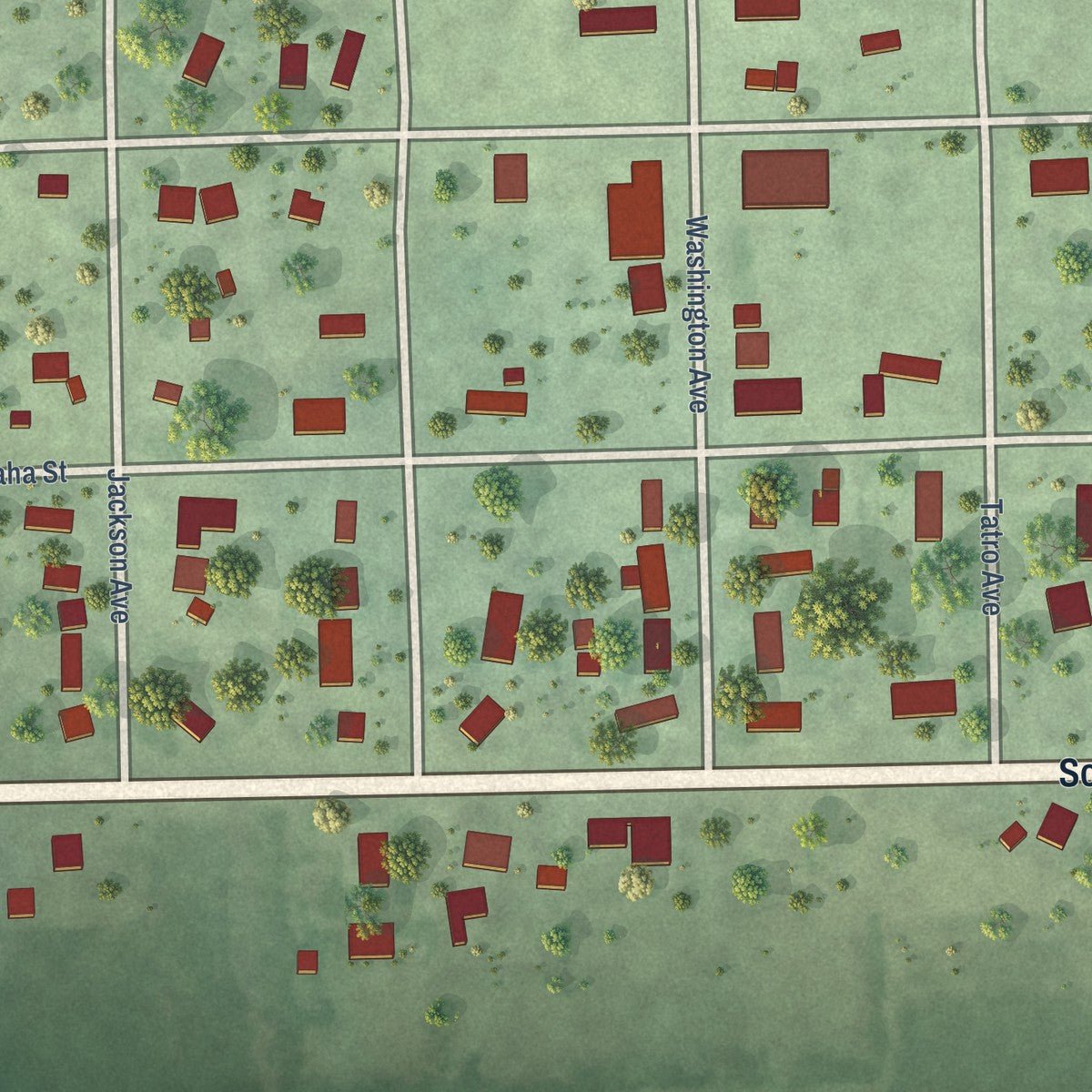 Close-up of the map of Grafton, Nebraska print showing street and building detail