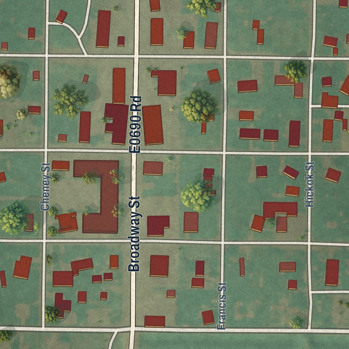 Close-up of the map of Taloga, Oklahoma print showing street and building detail