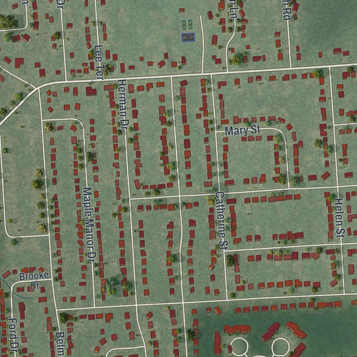 Close-up of the map of North Syracuse, New York print showing street and building detail