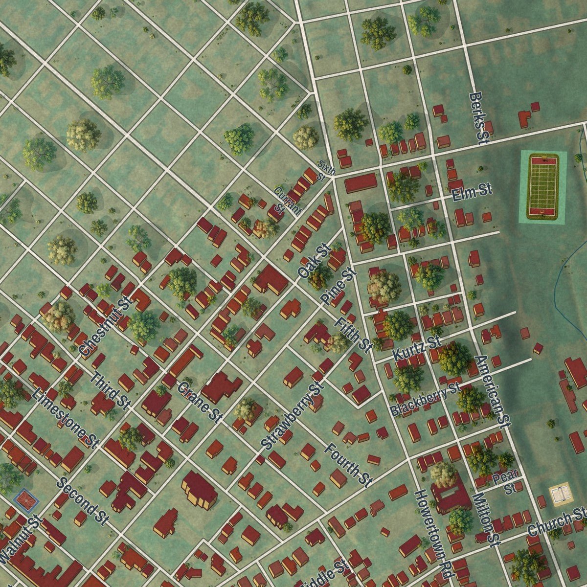 Close-up of the map of Catasauqua, Pennsylvania print showing street and building detail