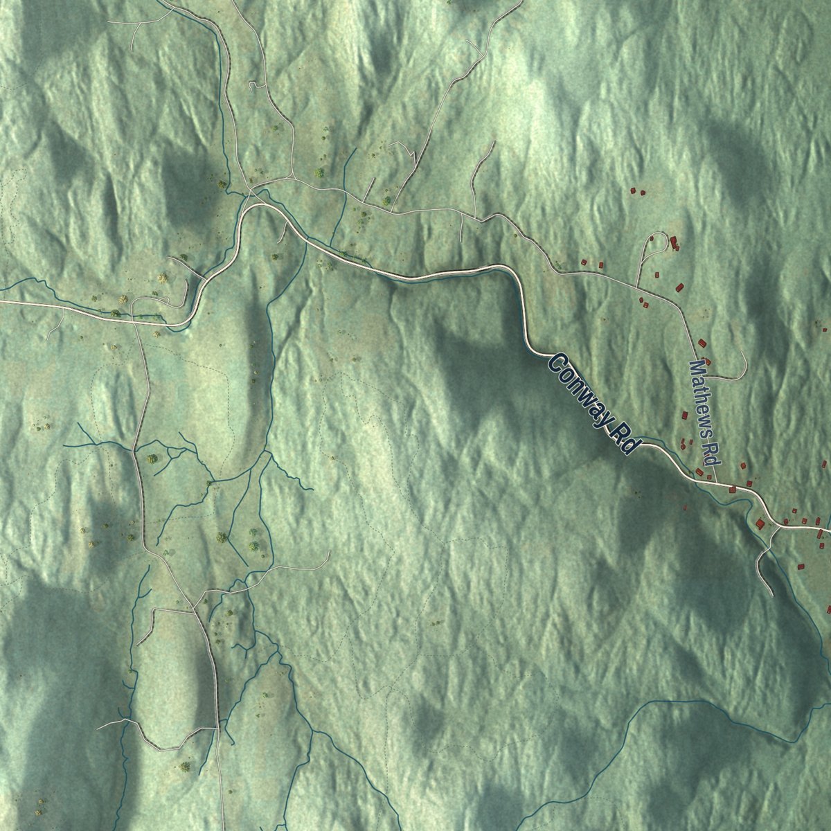 Close-up of the map of Deerfield, Massachusetts print showing street and building detail