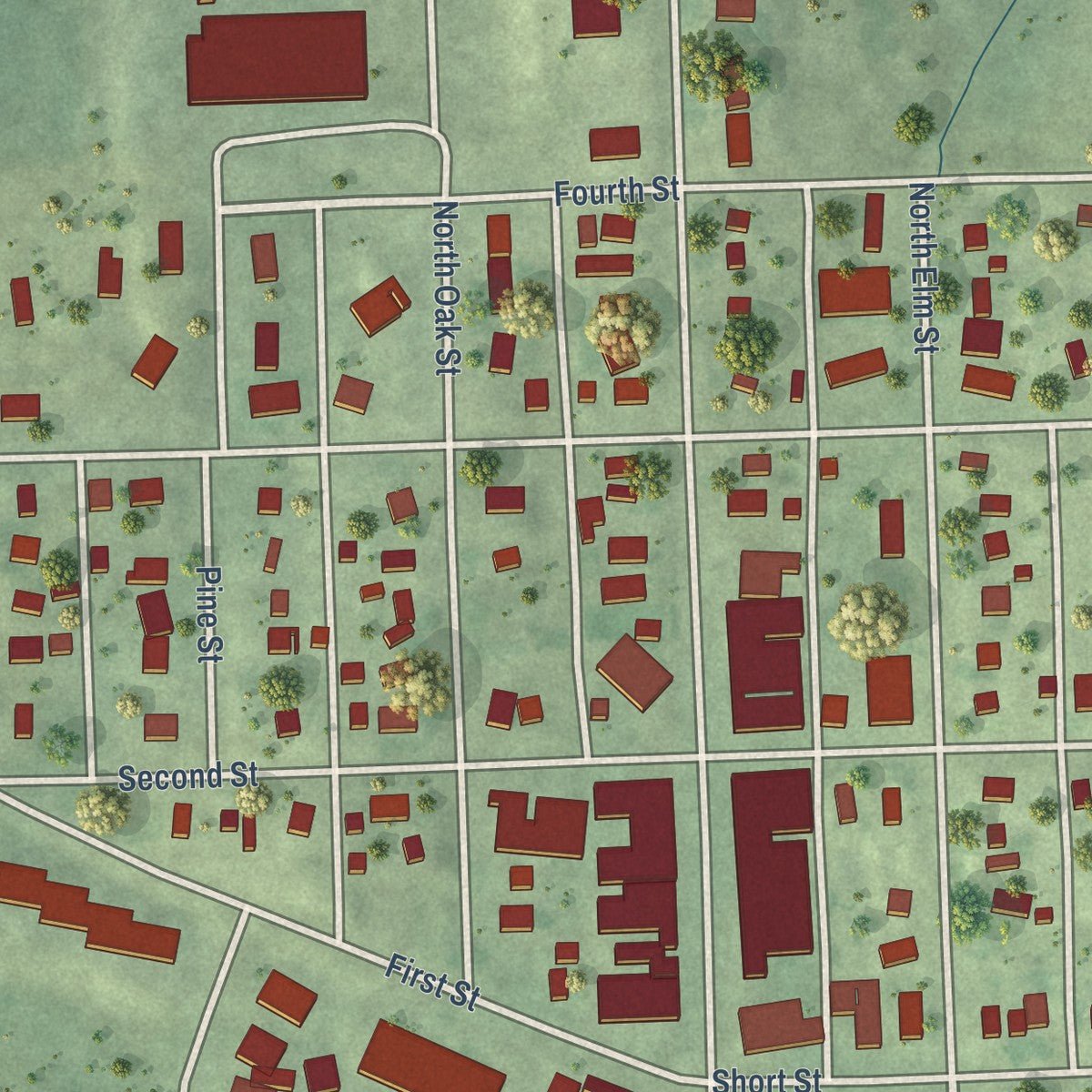 Close-up of the map of Leigh, Nebraska print showing street and building detail
