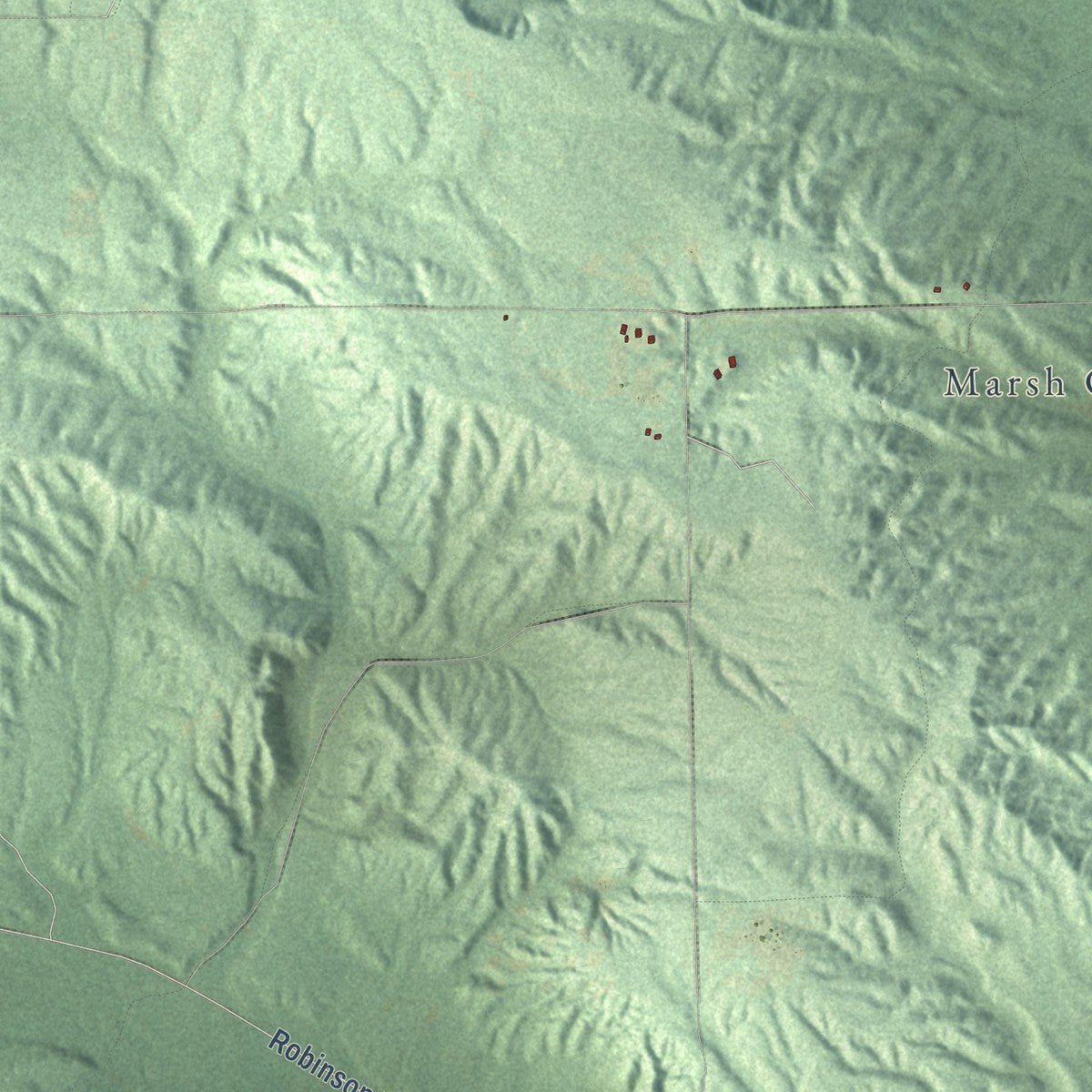 Close-up of the map of Center, Michigan print showing street and building detail