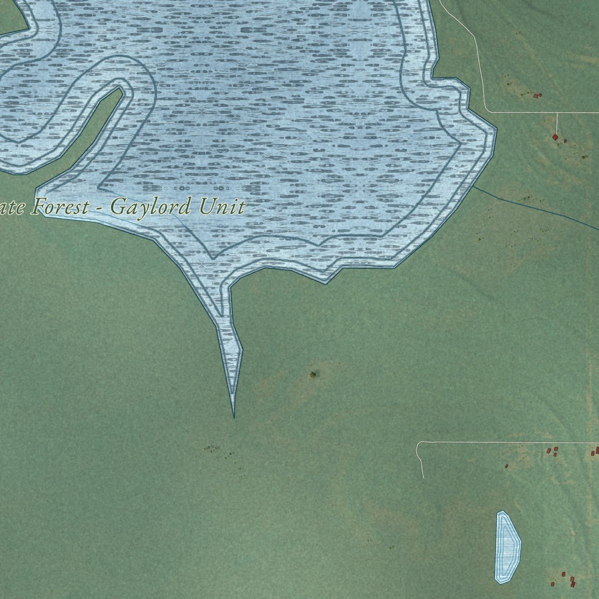 Close-up of the map of Hebron, Michigan print showing street and building detail