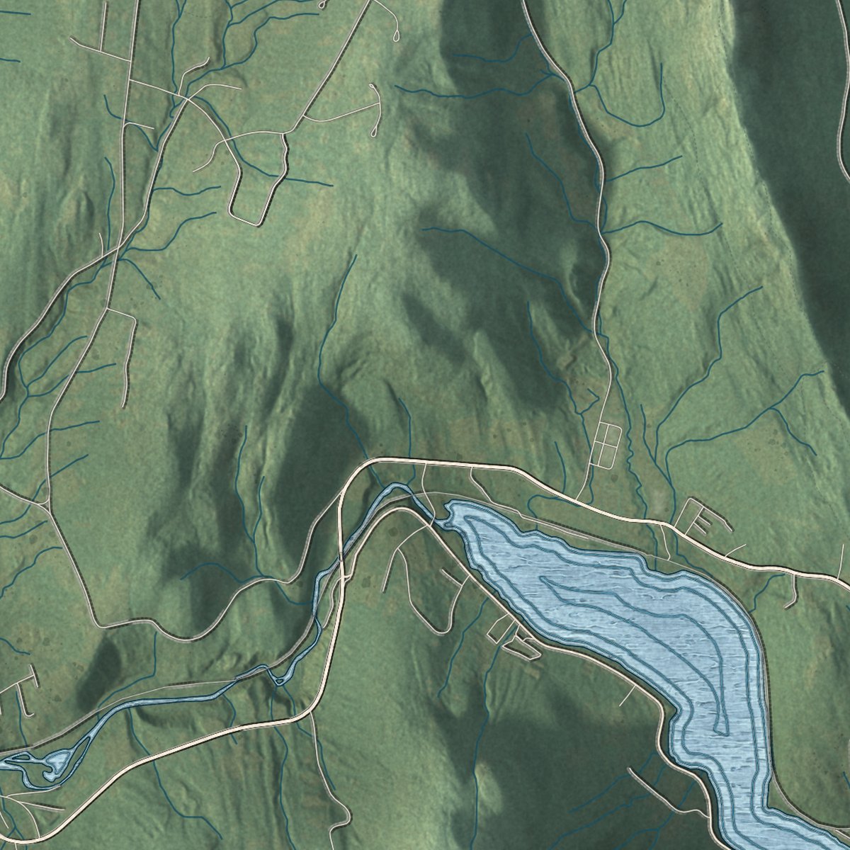 Close-up of the map of Canaan, New Hampshire print showing street and building detail
