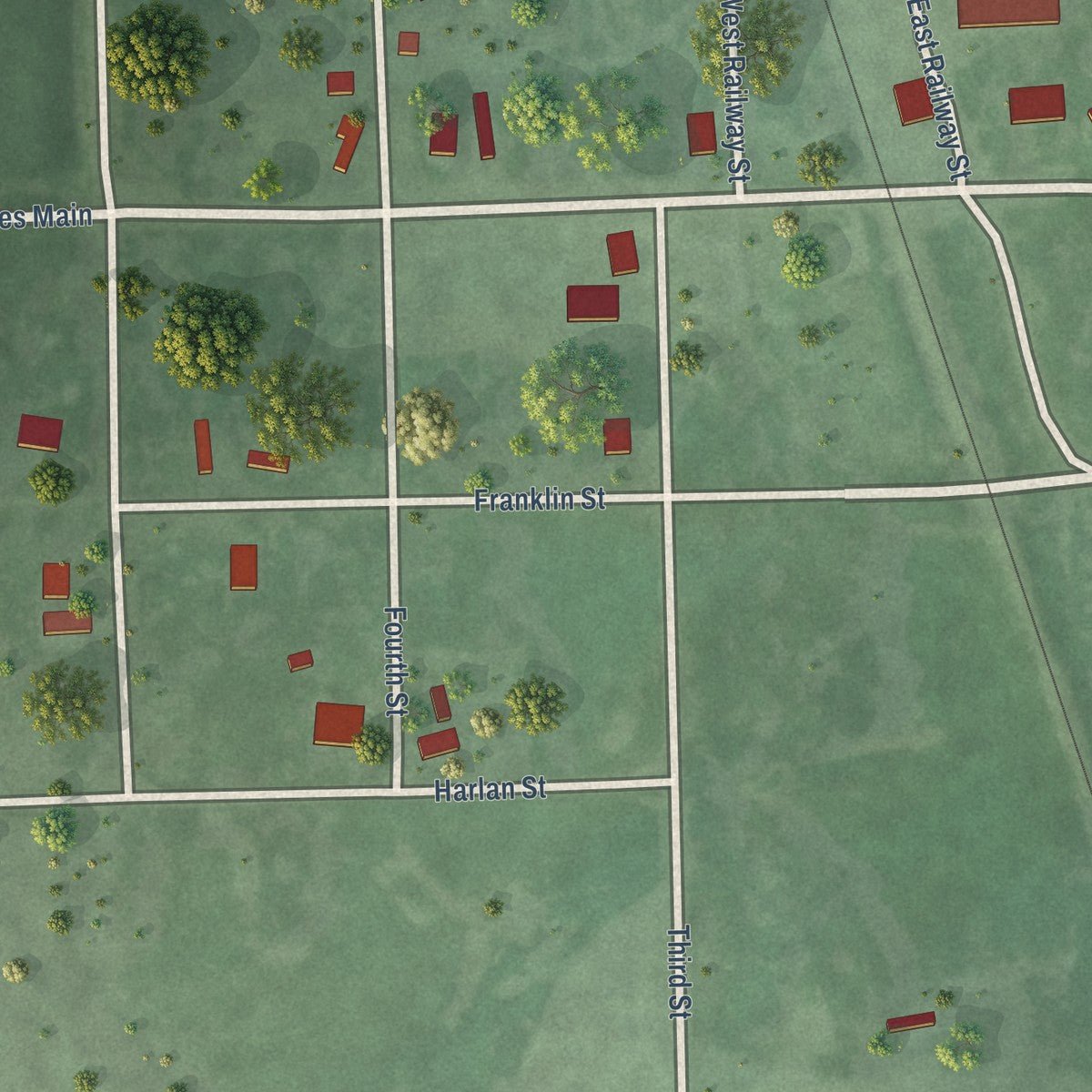 Close-up of the map of Cowles, Nebraska print showing street and building detail