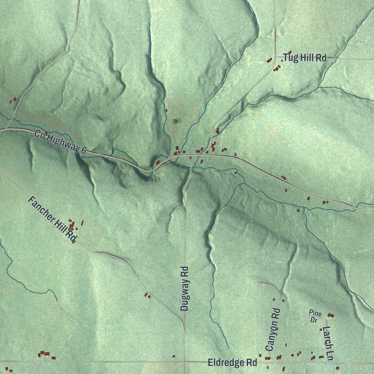 Close-up of the map of Leon, New York print showing street and building detail