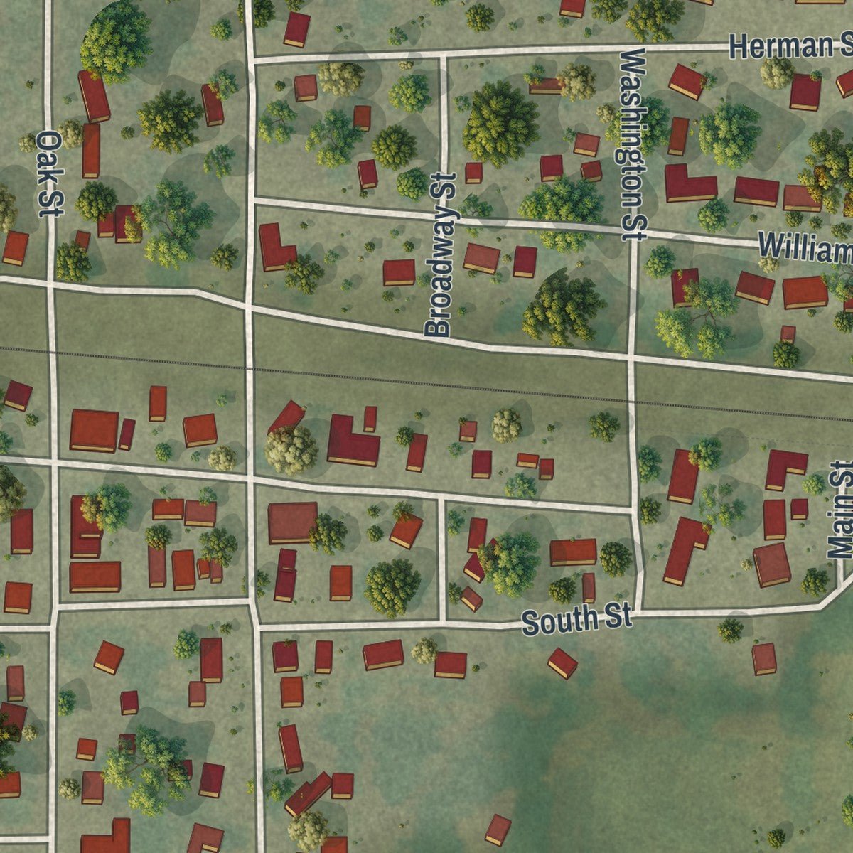 Close-up of the map of Arena, Wisconsin print showing street and building detail