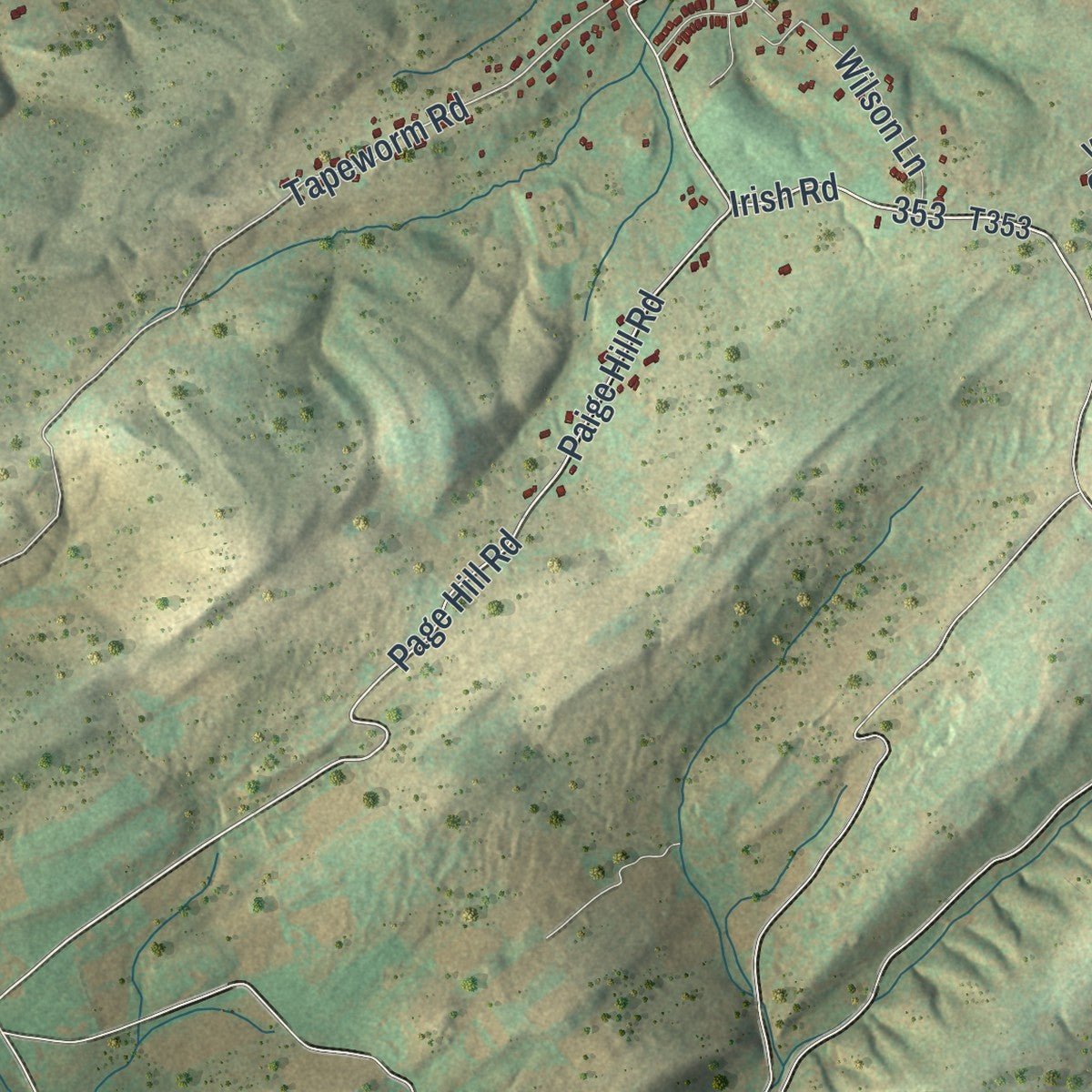 Close-up of the map of Centre, Perry County, Pennsylvania print showing street and building detail