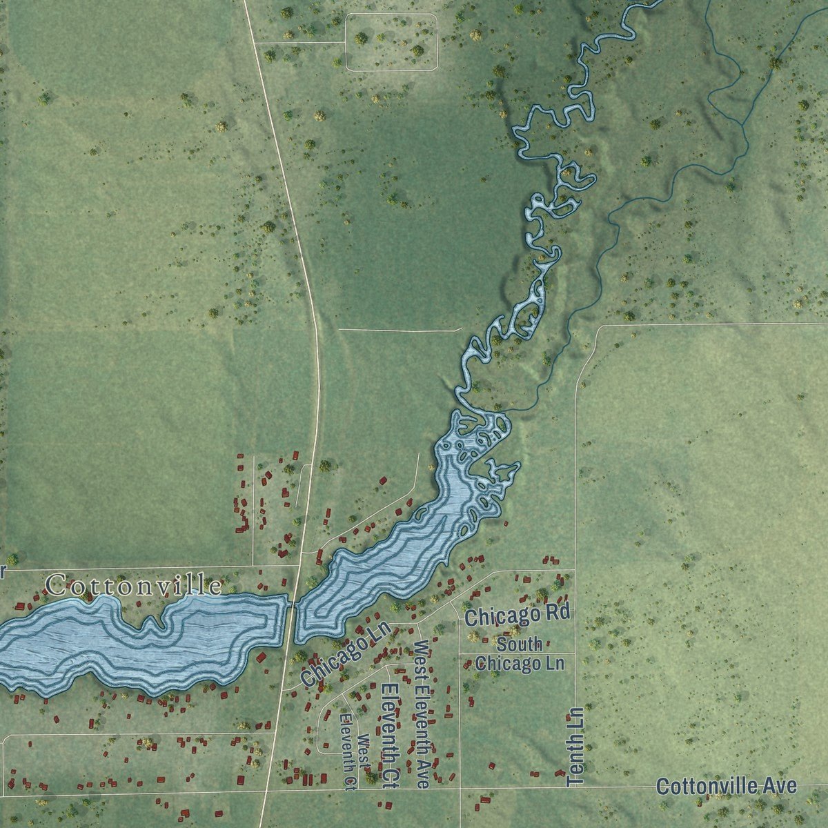 Close-up of the map of Preston, Adams County, Wisconsin print showing street and building detail