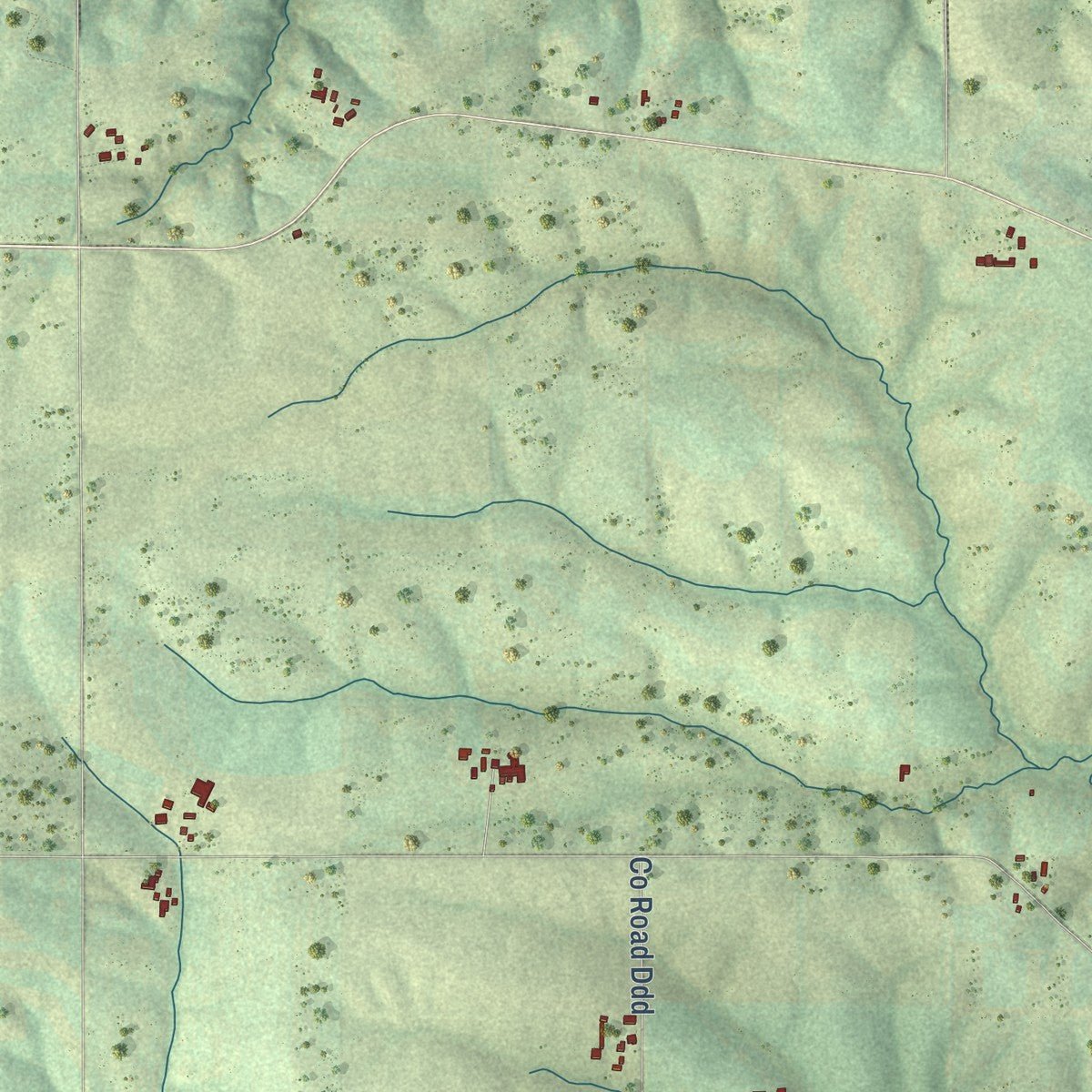 Close-up of the map of Waldwick, Wisconsin print showing street and building detail