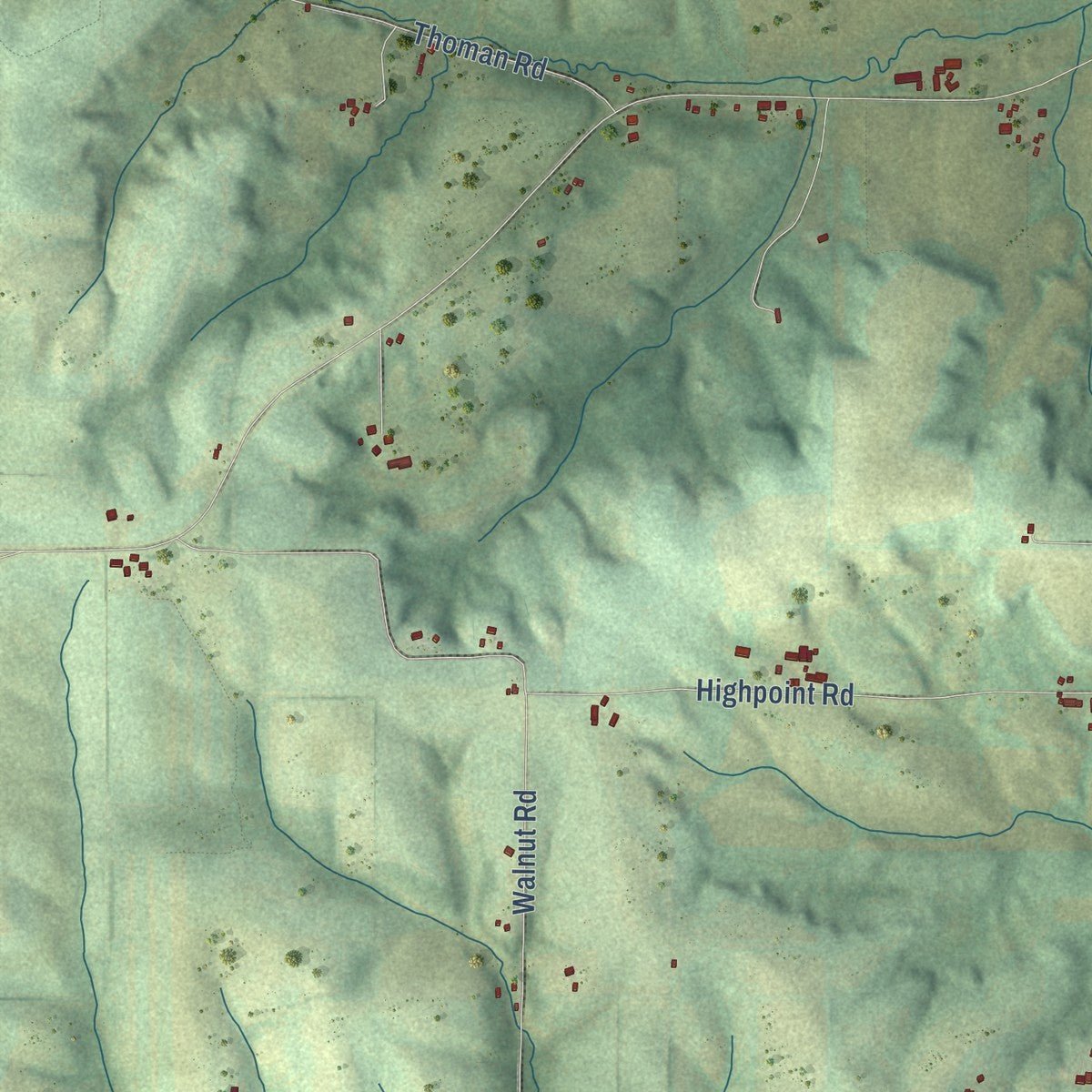 Close-up of the map of Washington, Green County, Wisconsin print showing street and building detail