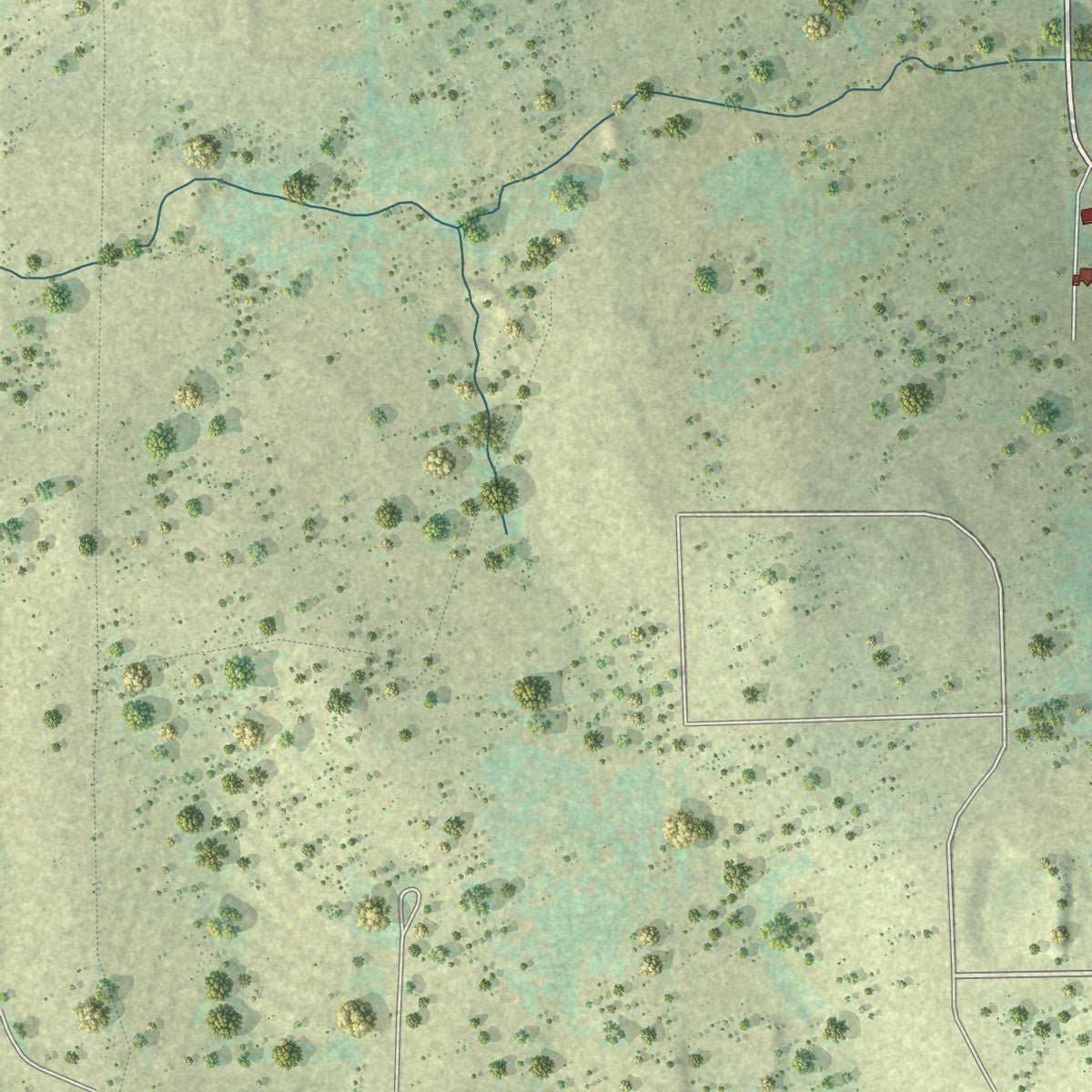 Close-up of the map of Annetta South, Texas print showing street and building detail