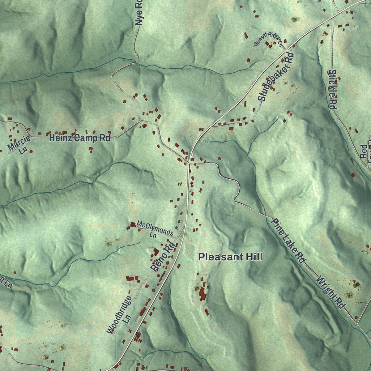 Close-up of the map of Perry, Lawrence County, Pennsylvania print showing street and building detail