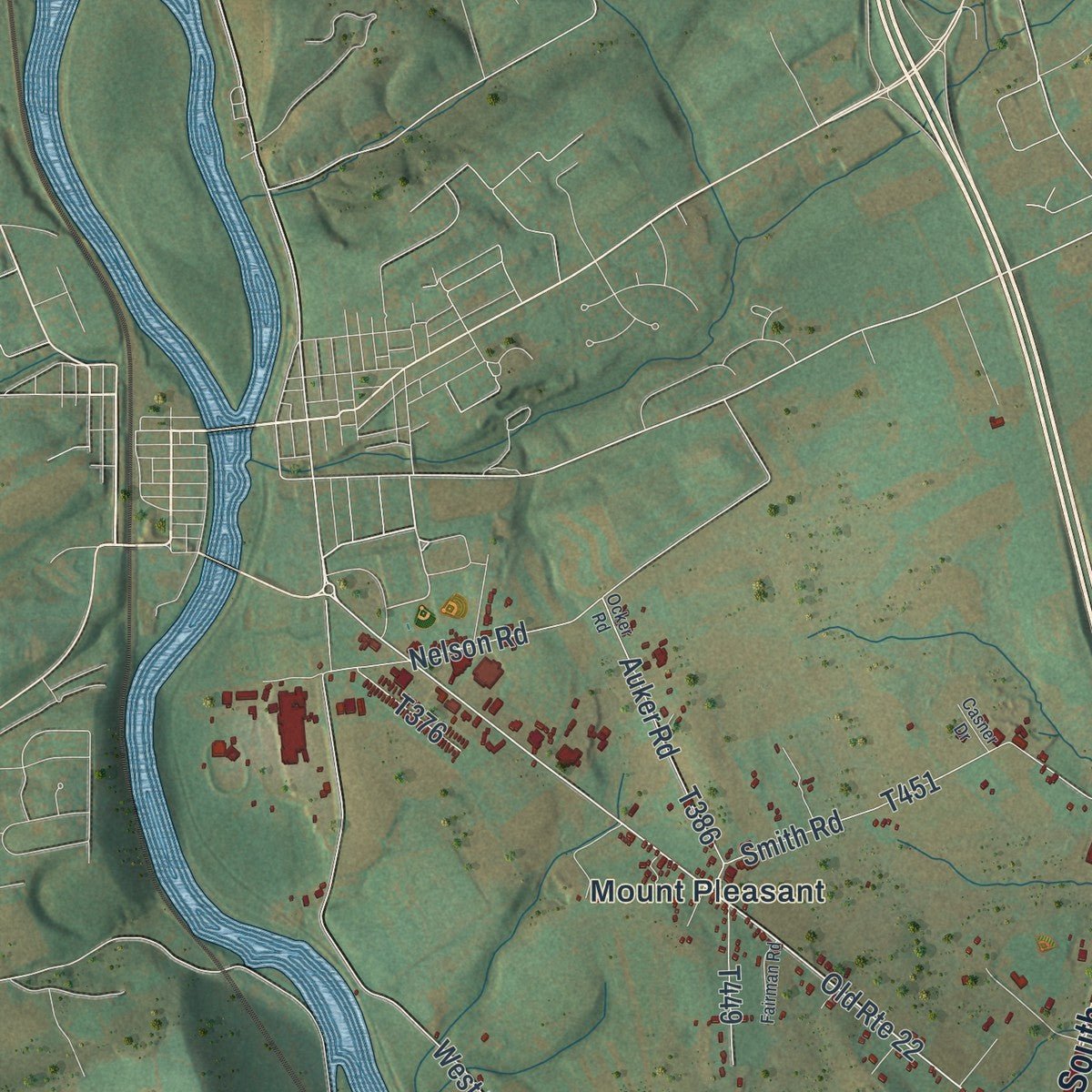 Close-up of the map of Walker, Juniata County, Pennsylvania print showing street and building detail