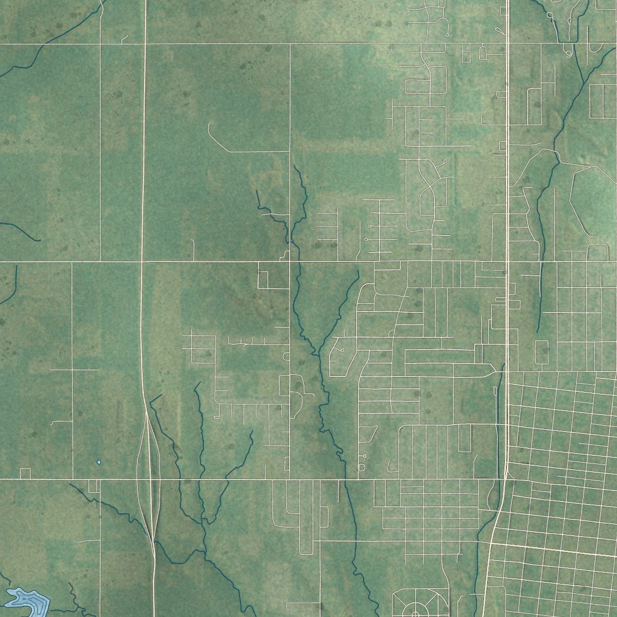 Close-up of the map of Empire City, Oklahoma print showing street and building detail