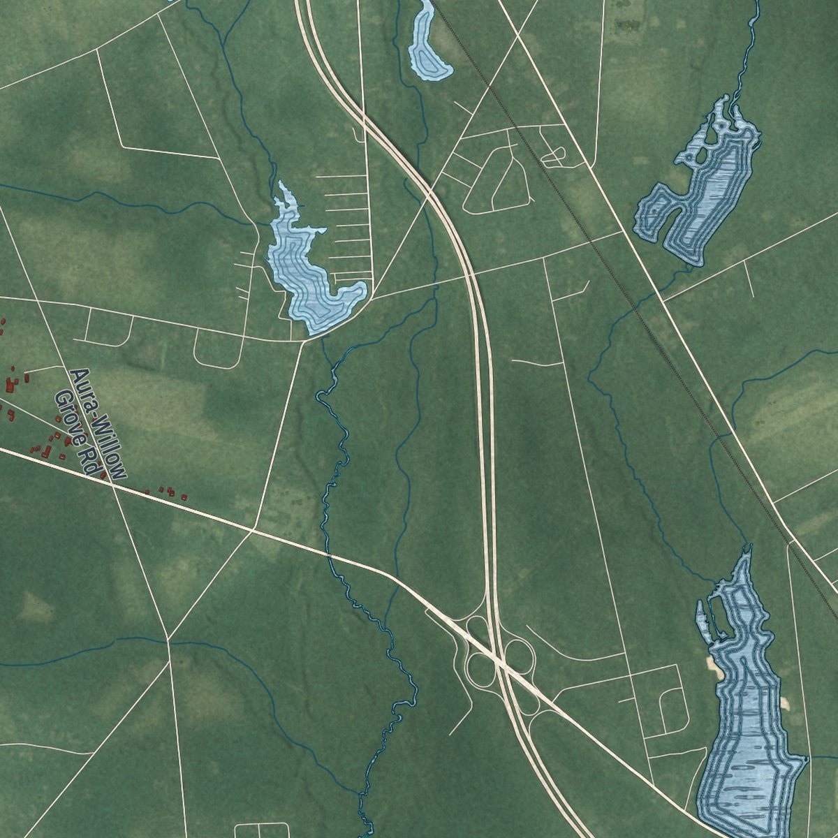 Close-up of the map of Upper Pittsgrove, New Jersey print showing street and building detail