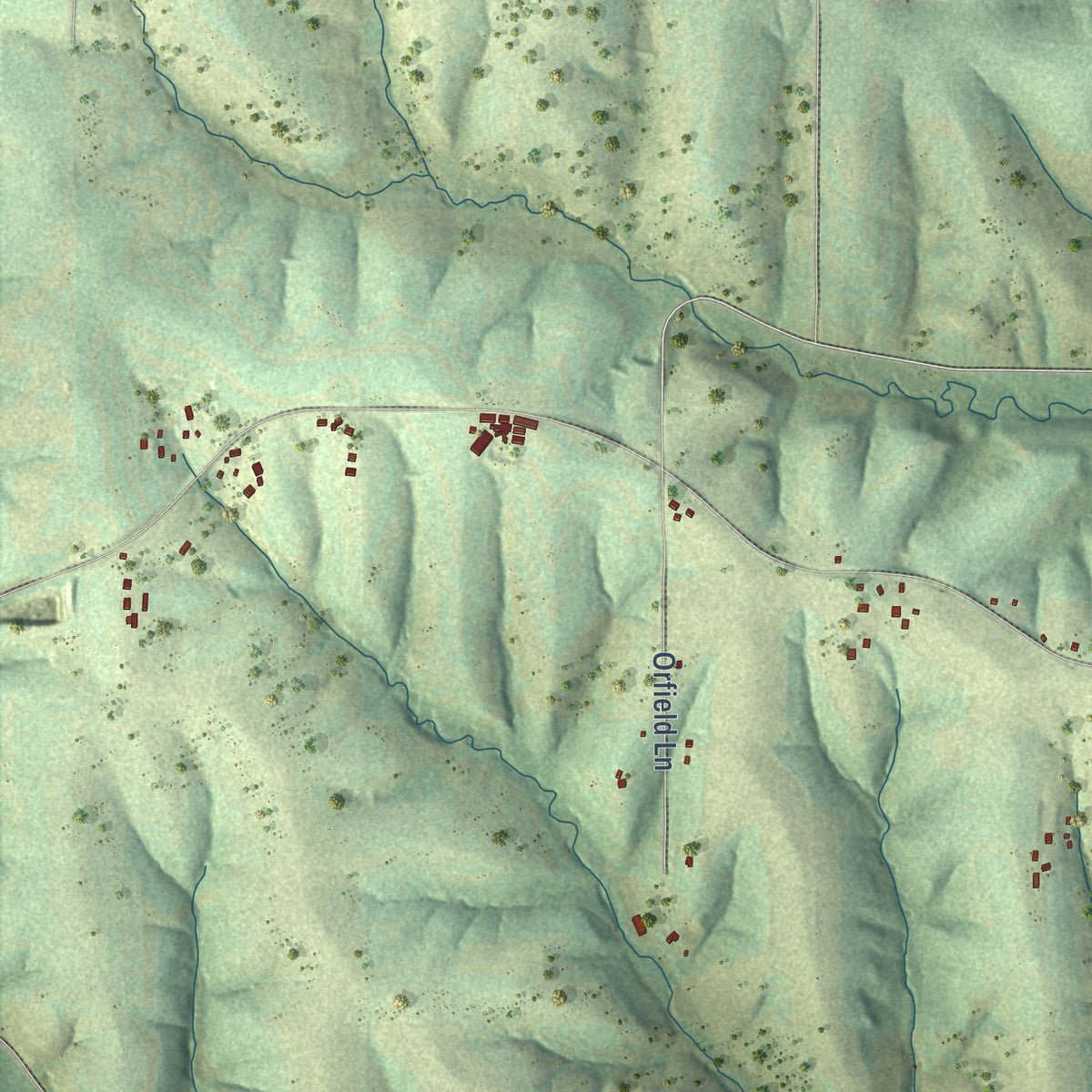 Close-up of the map of Ellenboro, Wisconsin print showing street and building detail