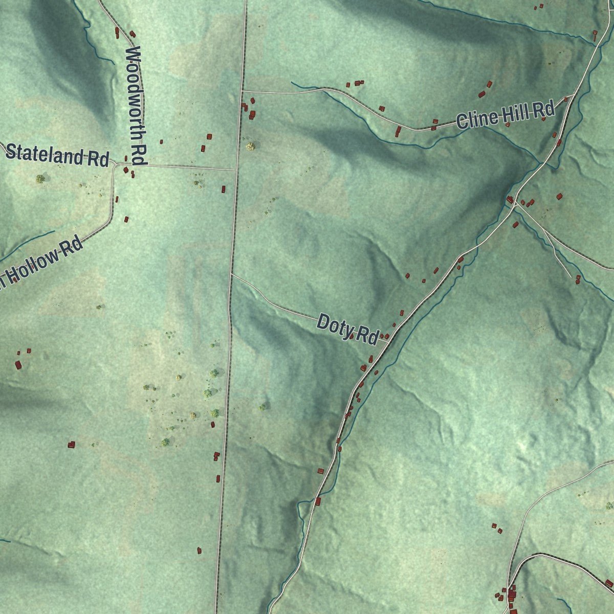 Close-up of the map of Jasper, New York print showing street and building detail