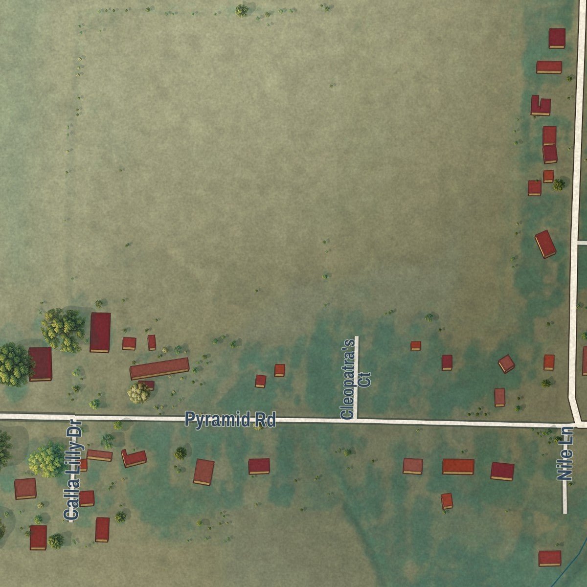 Close-up of the map of Egypt, Arkansas print showing street and building detail