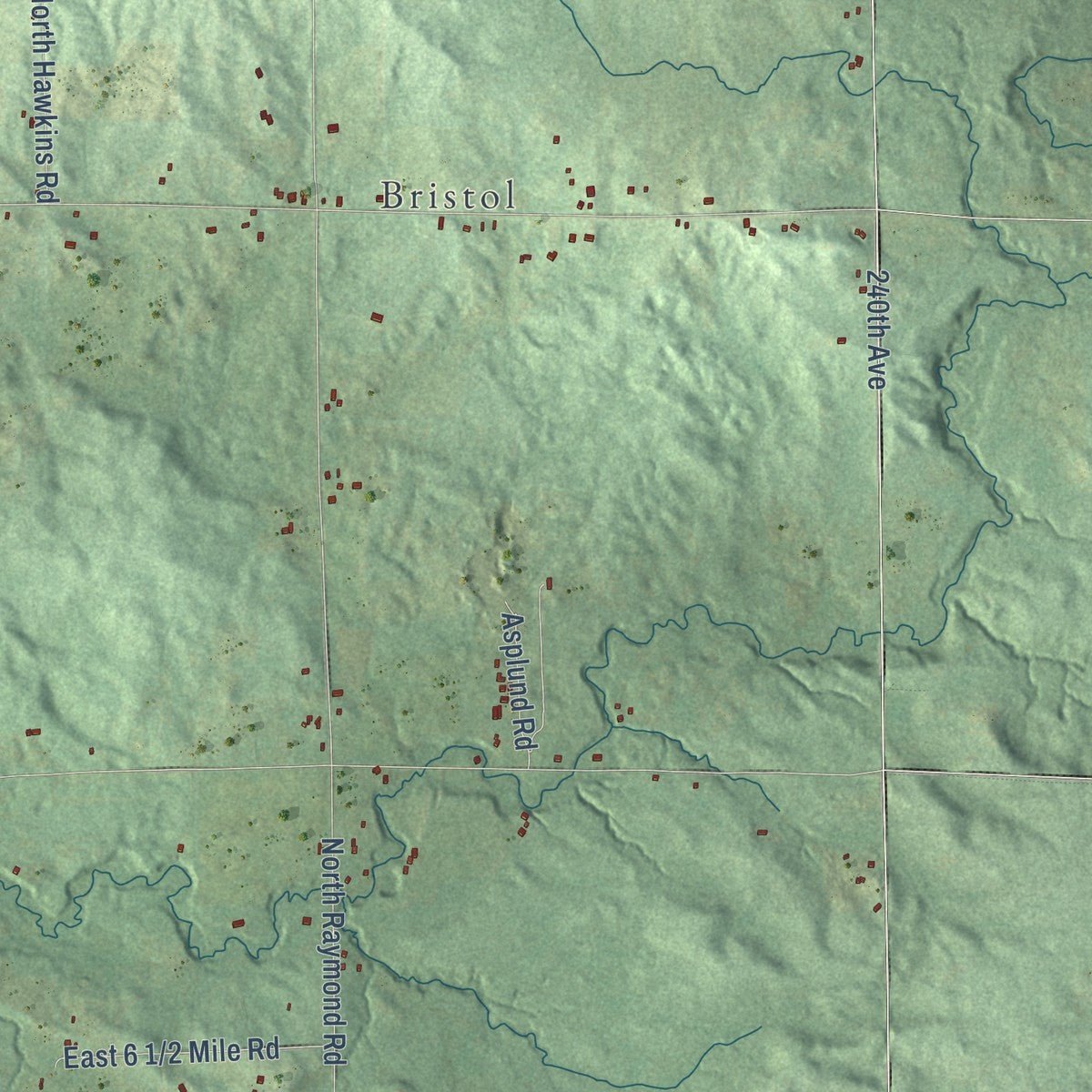 Close-up of the map of Dover, Lake County, Michigan print showing street and building detail