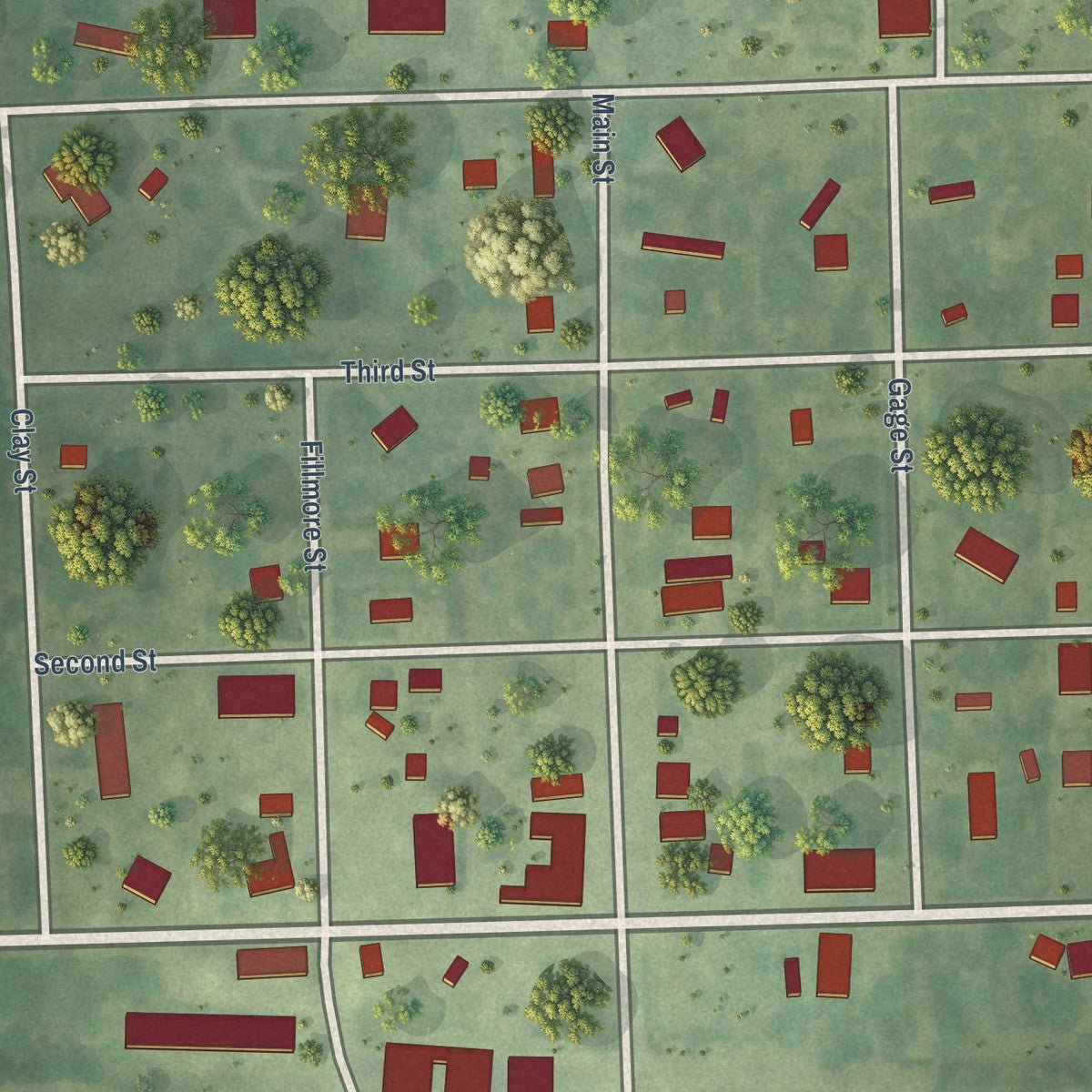 Close-up of the map of Swanton, Nebraska print showing street and building detail