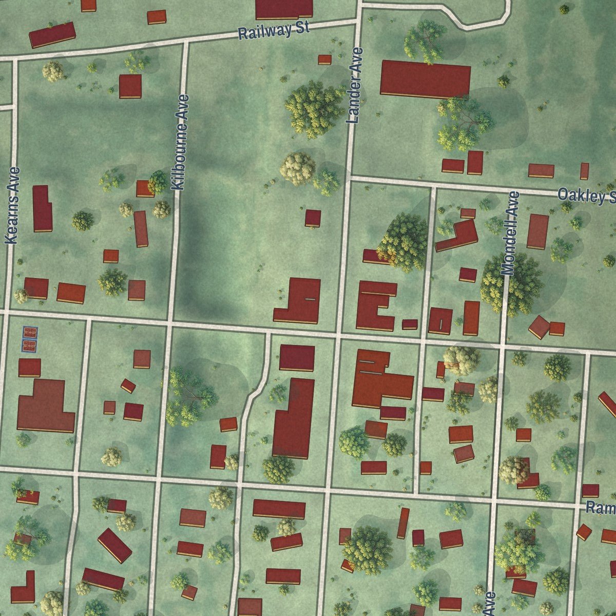 Close-up of the map of Farwell, Nebraska print showing street and building detail