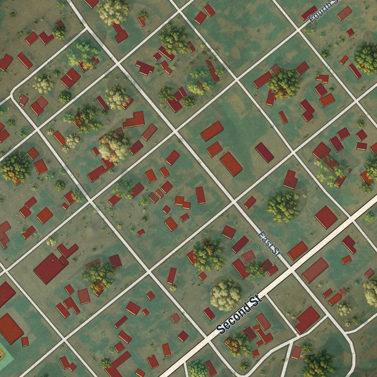 Close-up of the map of North Powder, Oregon print showing street and building detail