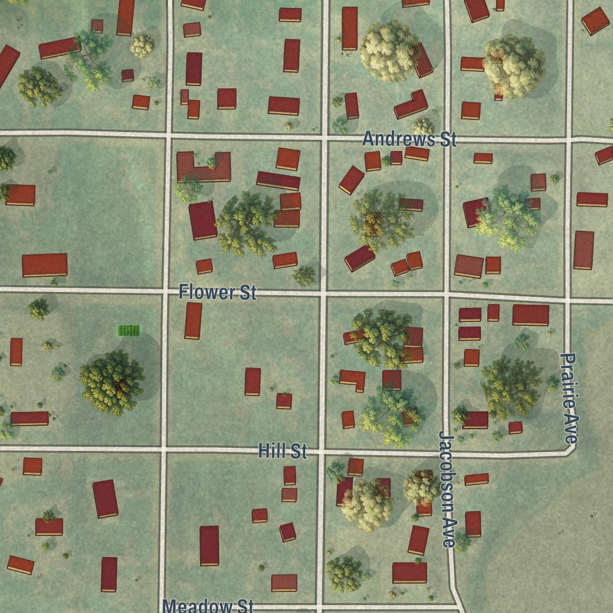 Close-up of the map of Max, North Dakota print showing street and building detail