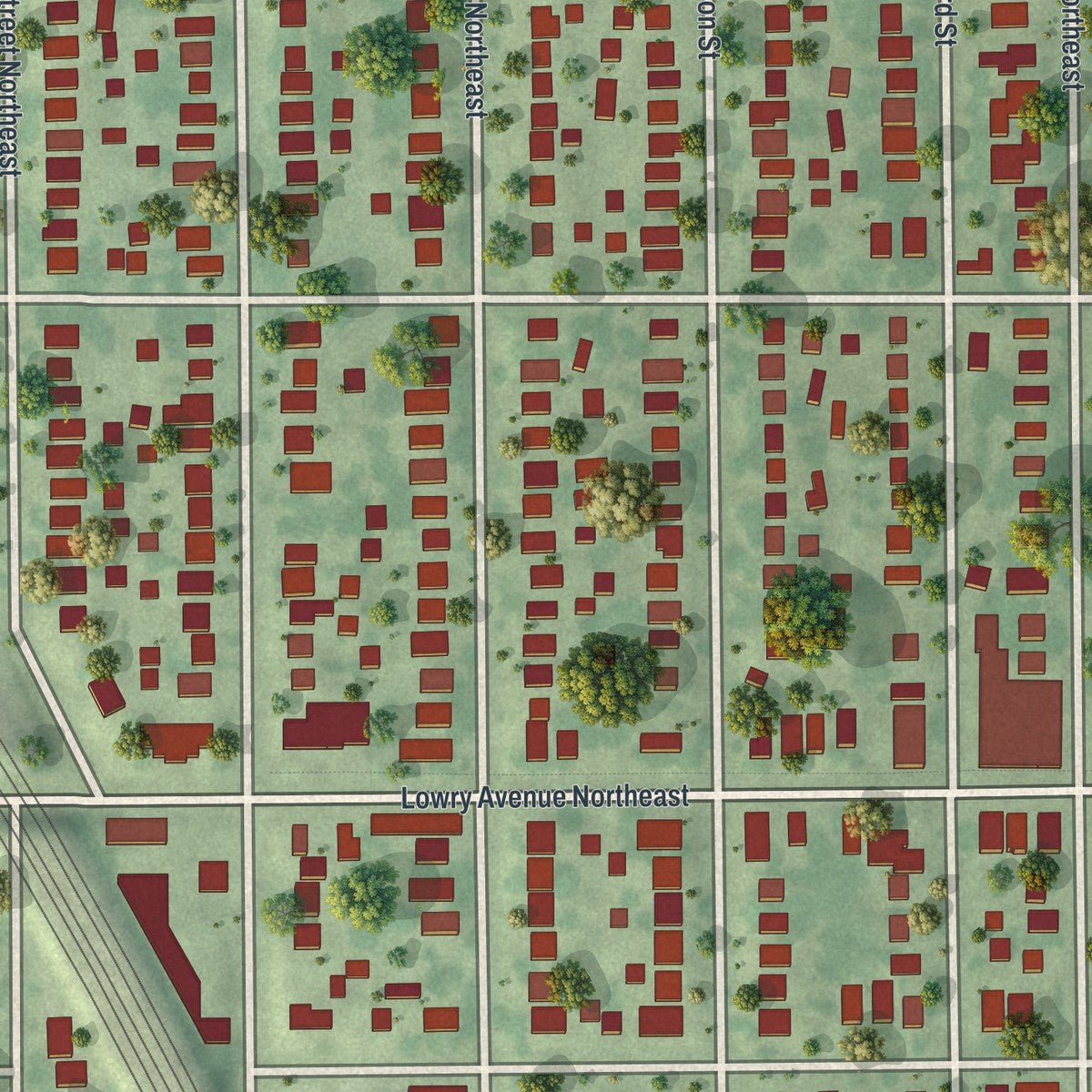 Close-up of the map of Holland, Minneapolis, Minnesota print showing street and building detail