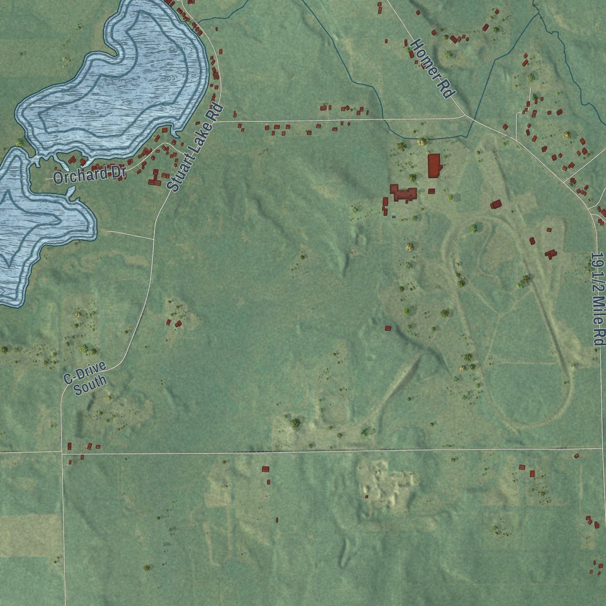 Close-up of the map of Eckford, Michigan print showing street and building detail