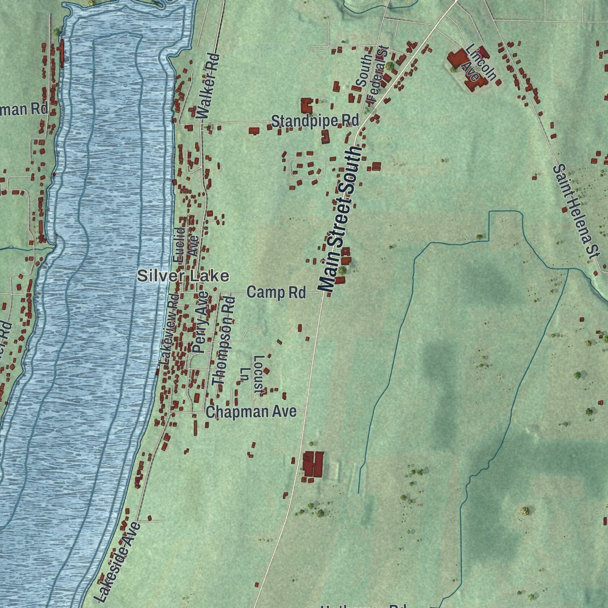Close-up of the map of Castile, New York print showing street and building detail